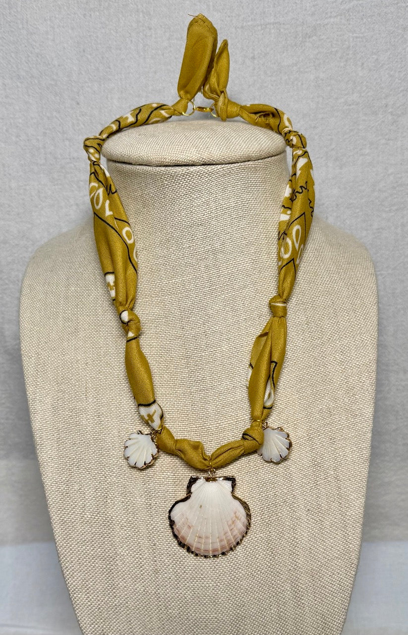 Mustard Bandana Shell Statement Necklace
