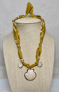 Mustard Bandana Shell Statement Necklace