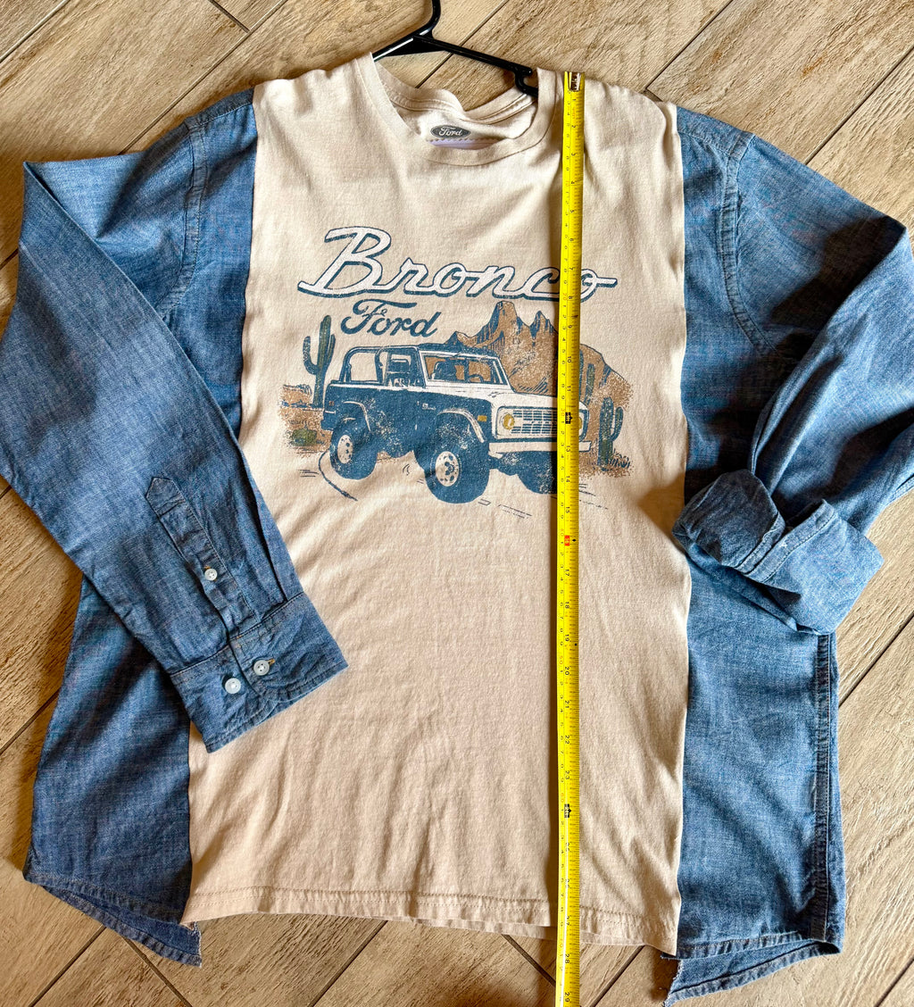 Ford Bronco Denim Sleeve Top