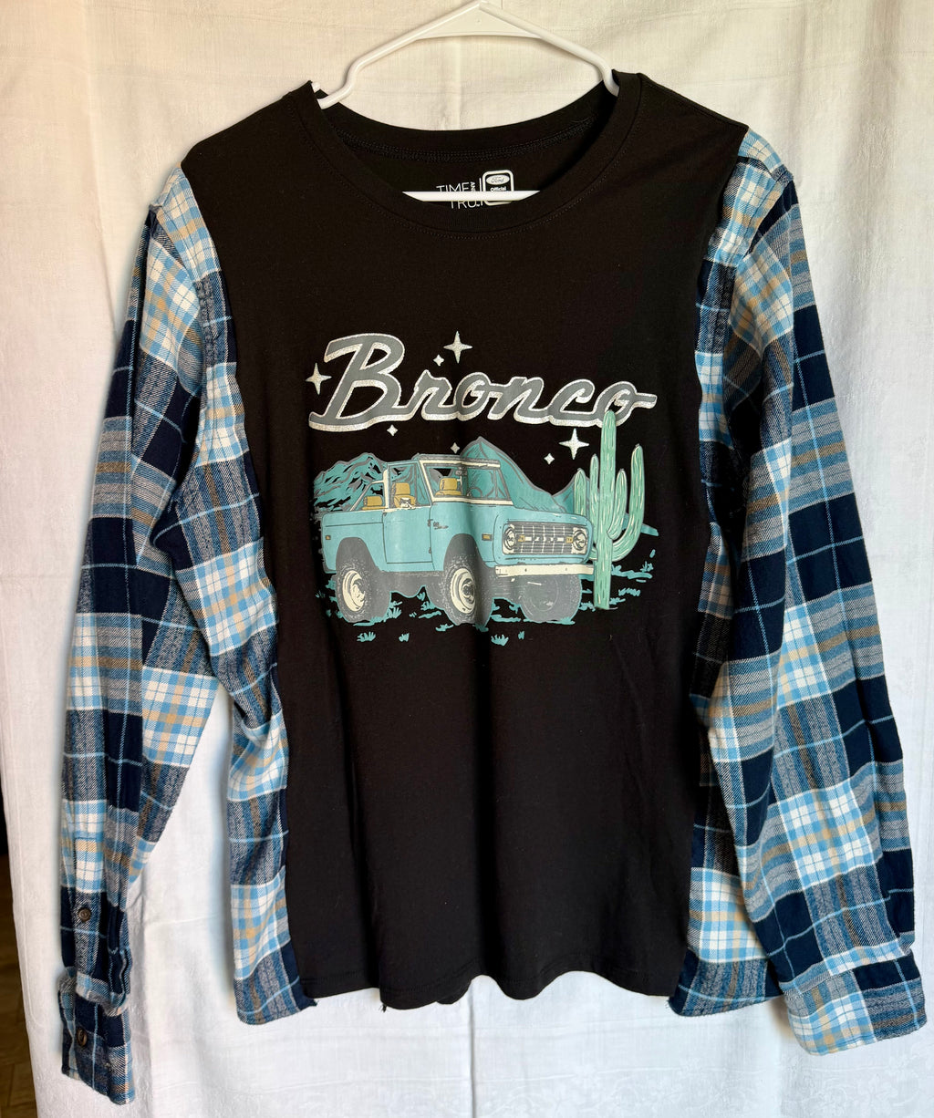 Ford Bronco Plaid Sleeve Top