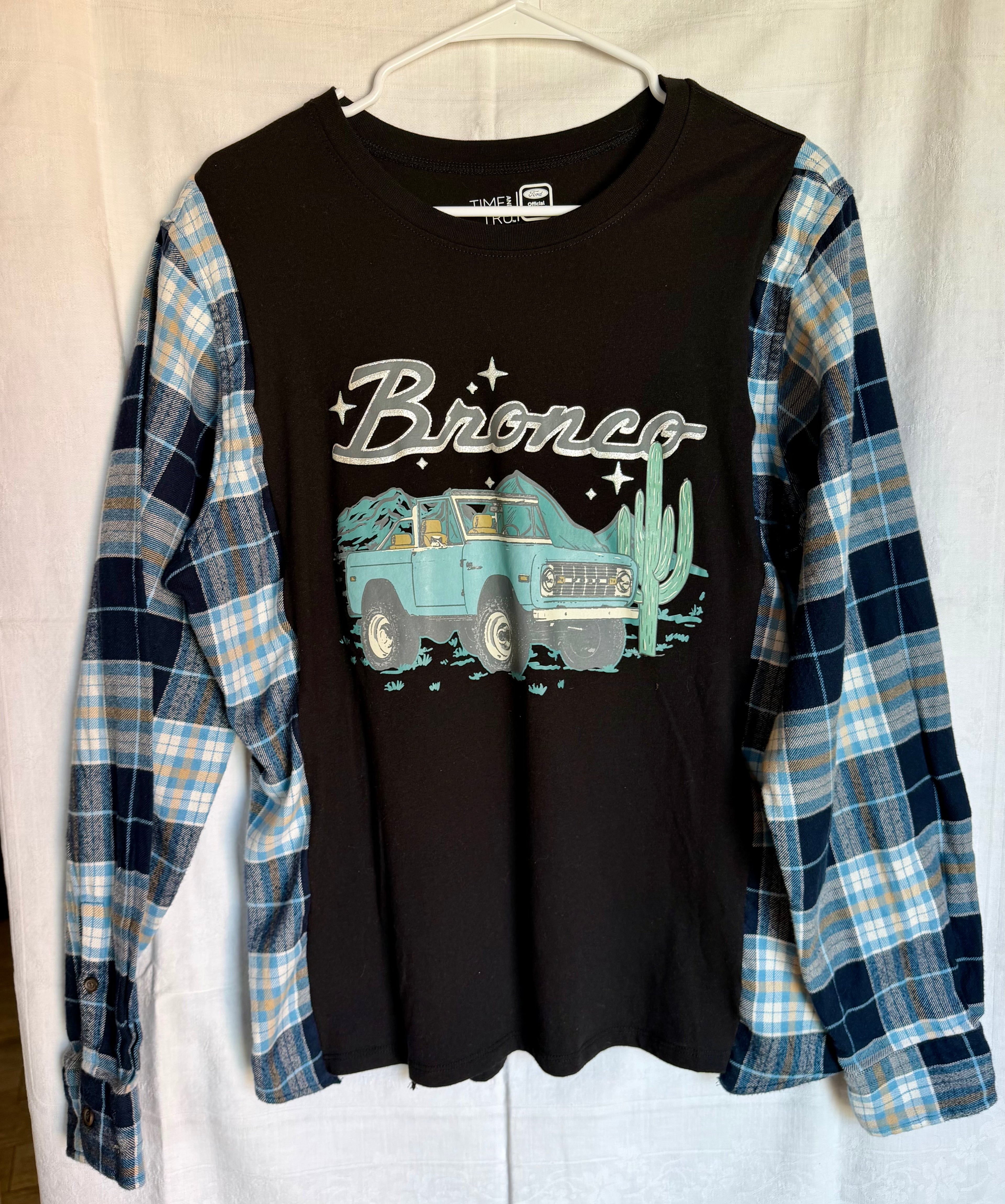 Ford Bronco Plaid Sleeve Top