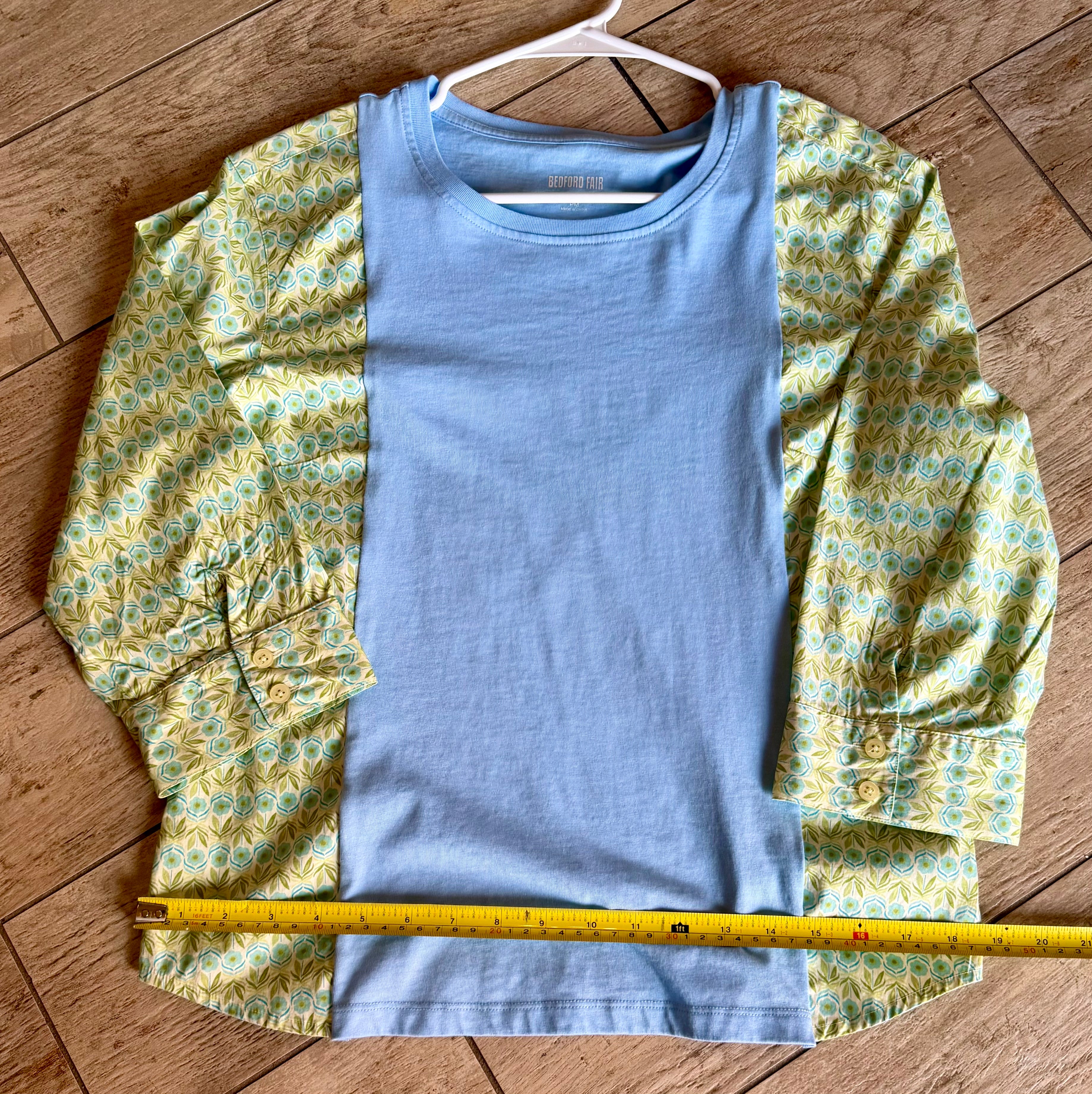 Sky Blue Floral 3/4 Sleeve Top