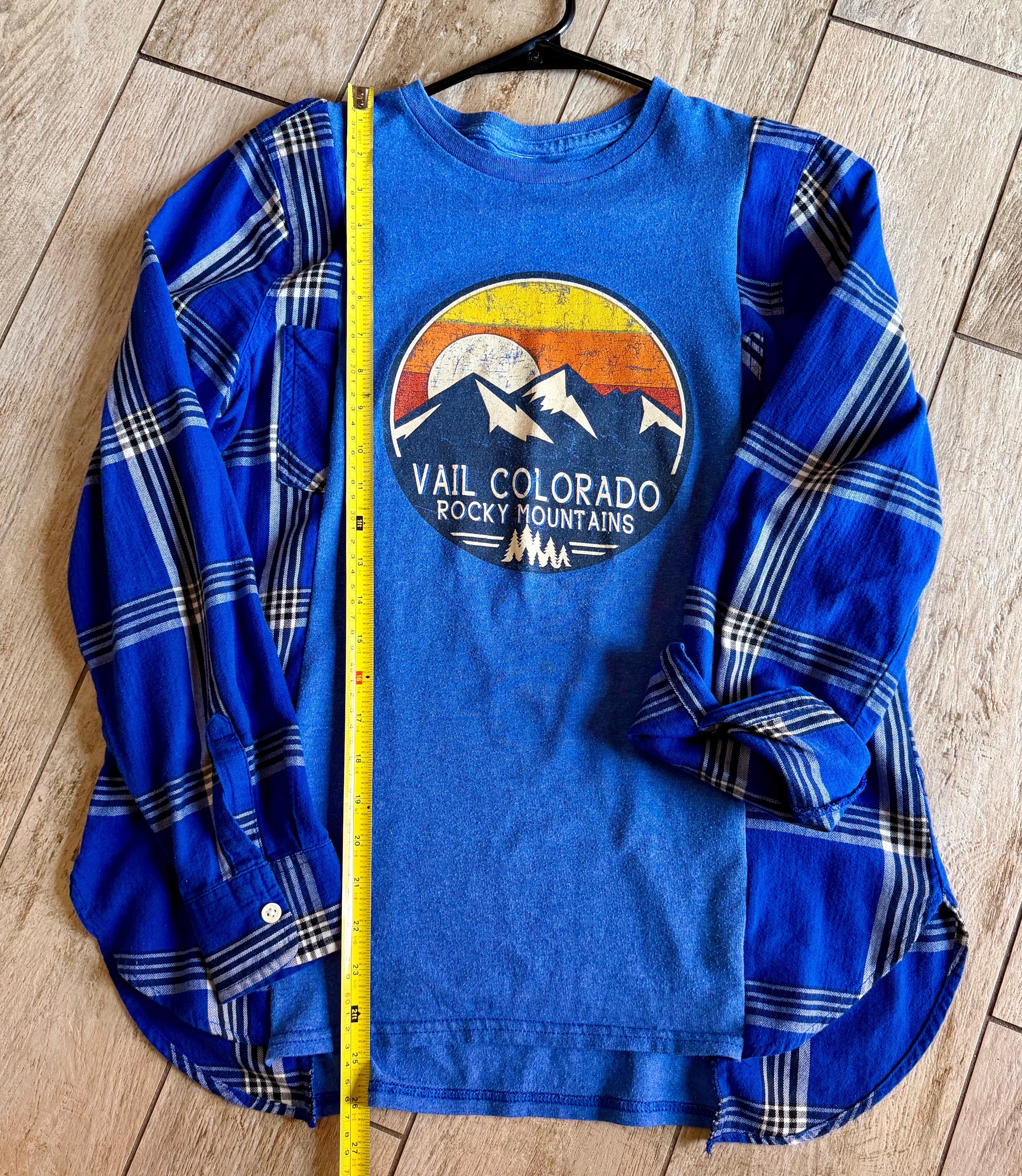 Vail, Colorado Plaid Sleeve Top