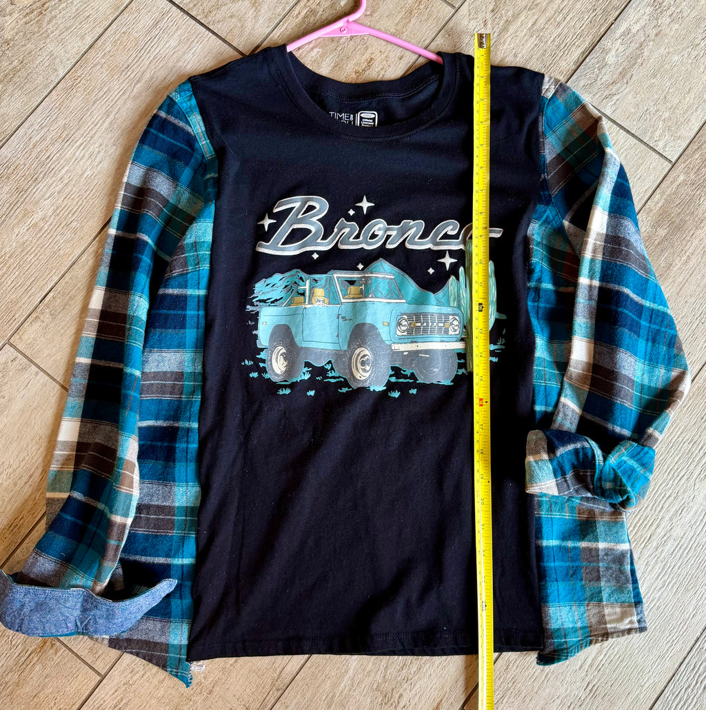Ford Bronco Plaid Sleeve Top