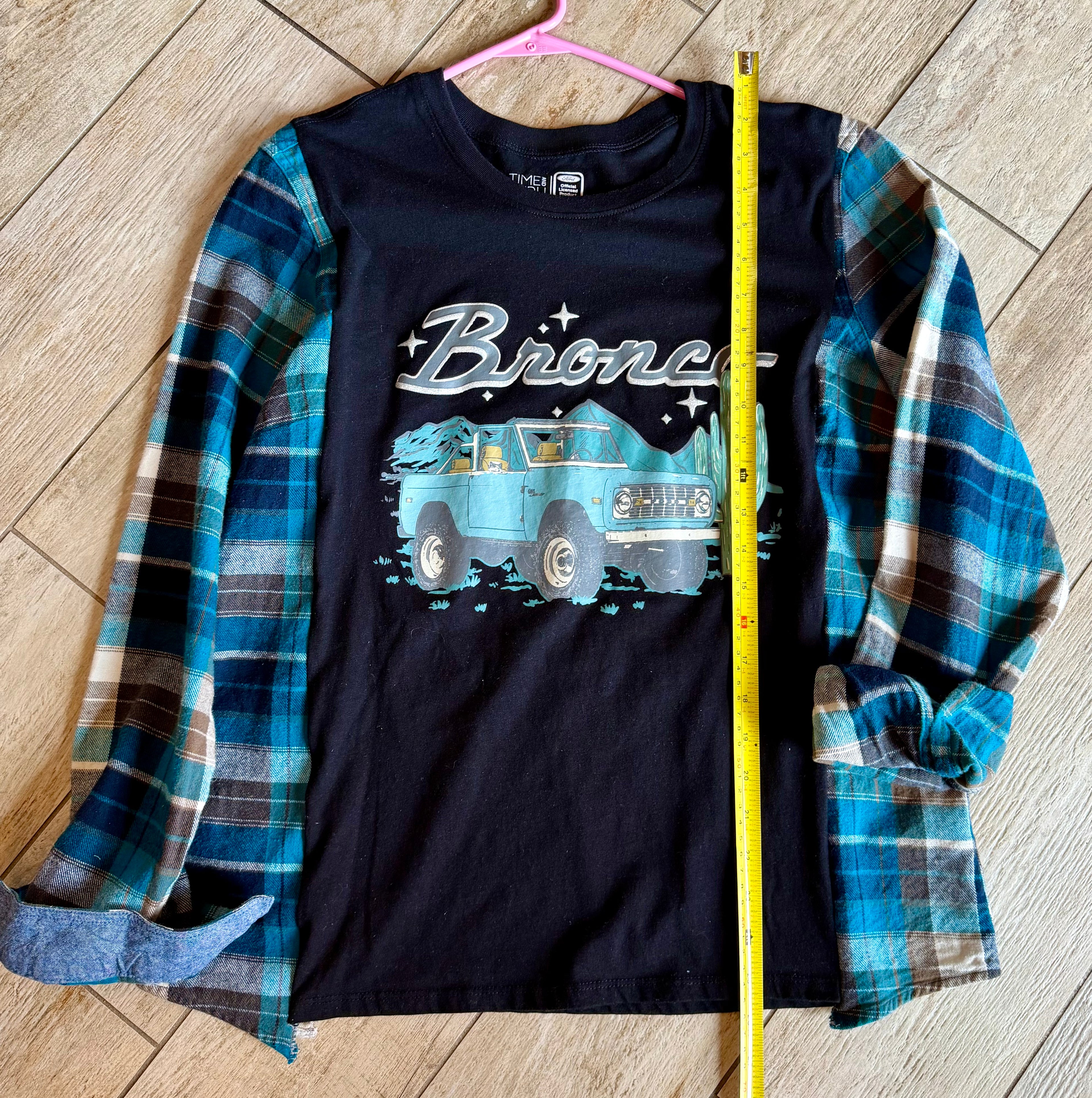 Ford Bronco Plaid Sleeve Top