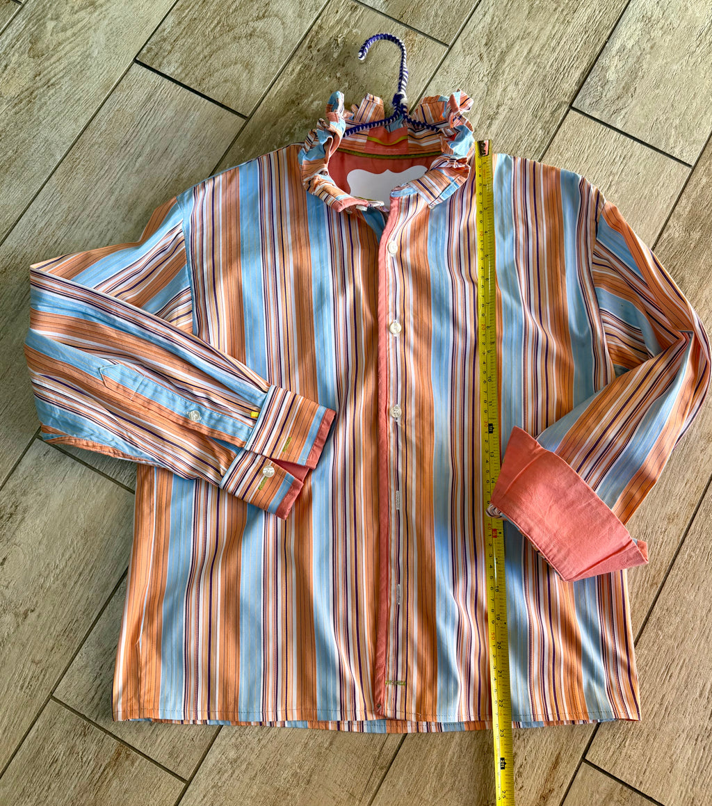 Sunset Stripe Ruffle Collar Top