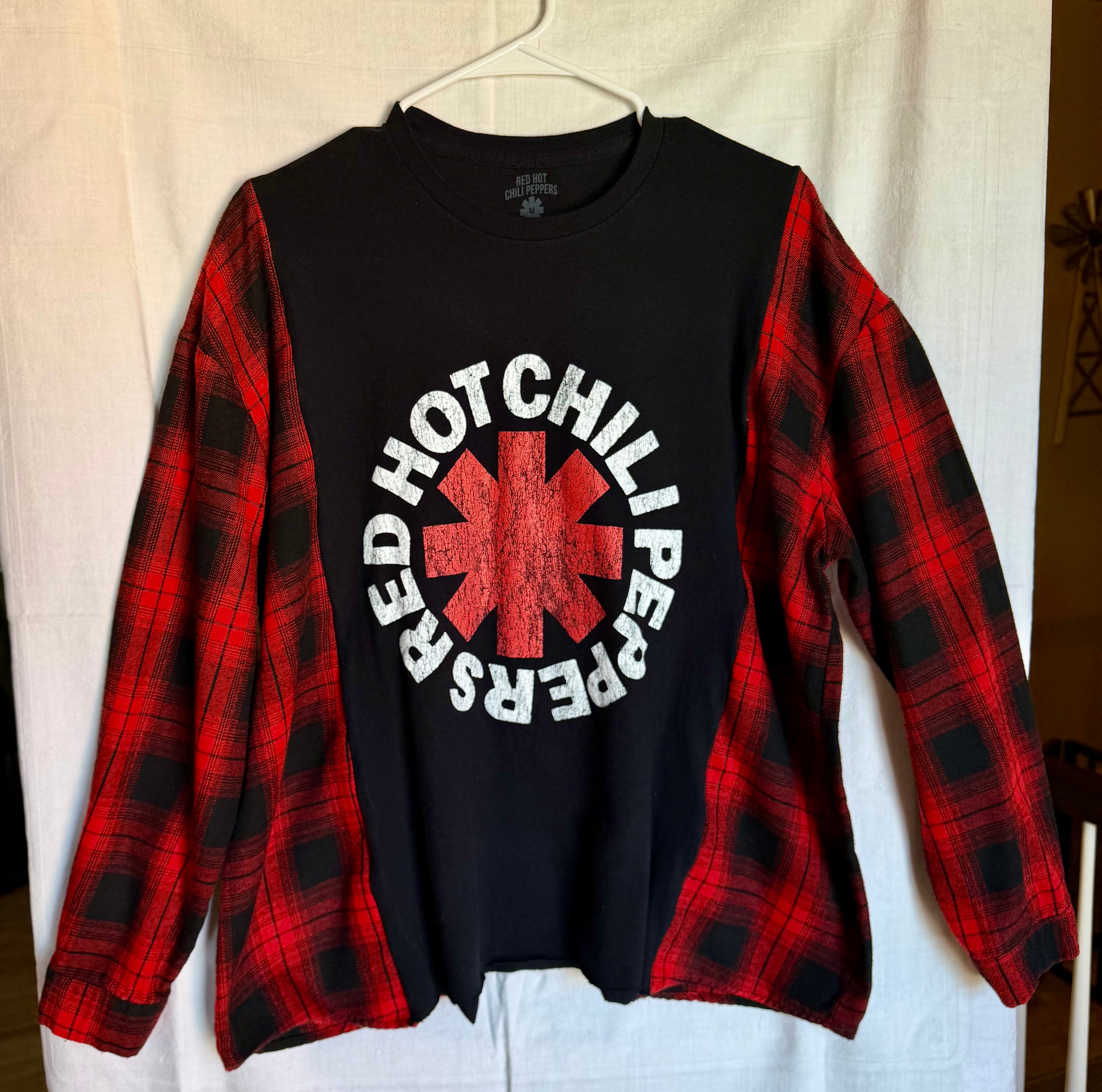 Red Hot Chili Peppers Plaid Sleeve Top
