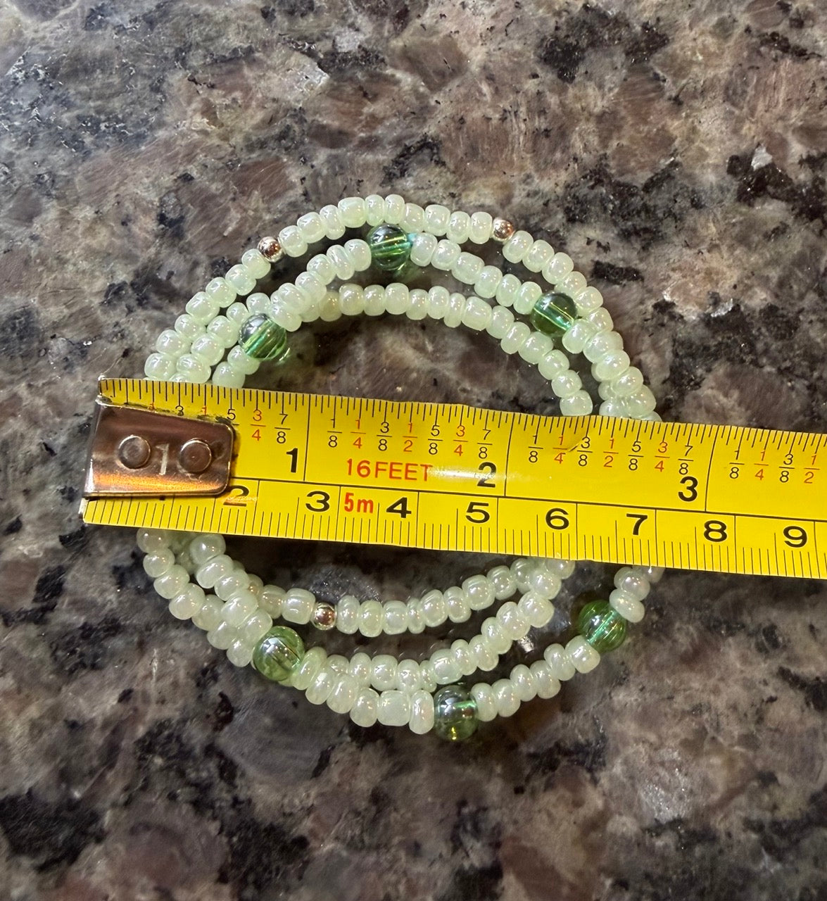 Soft Sage & Green Glass Beaded Bracelet Set (Set of 3)