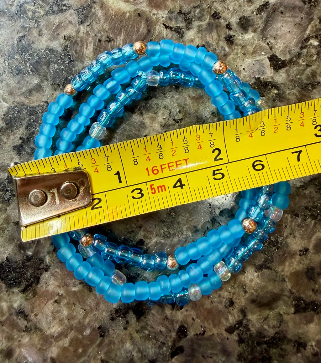Ocean Glow Blue Beaded Bracelet Set (Set of 3)