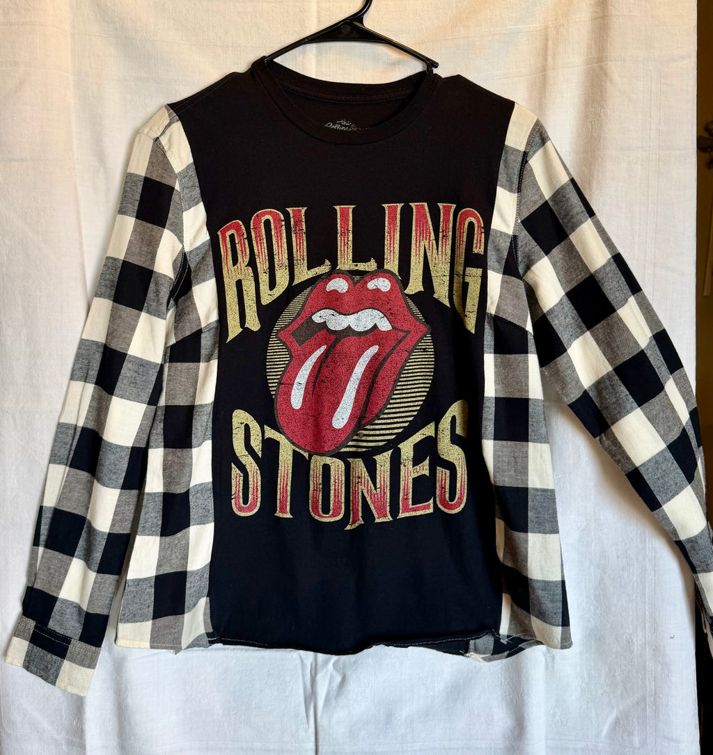 The Rolling Stones Buffalo Plaid Sleeve Top