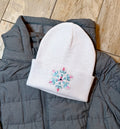 Pastel Winter Snowflake Beanie | White