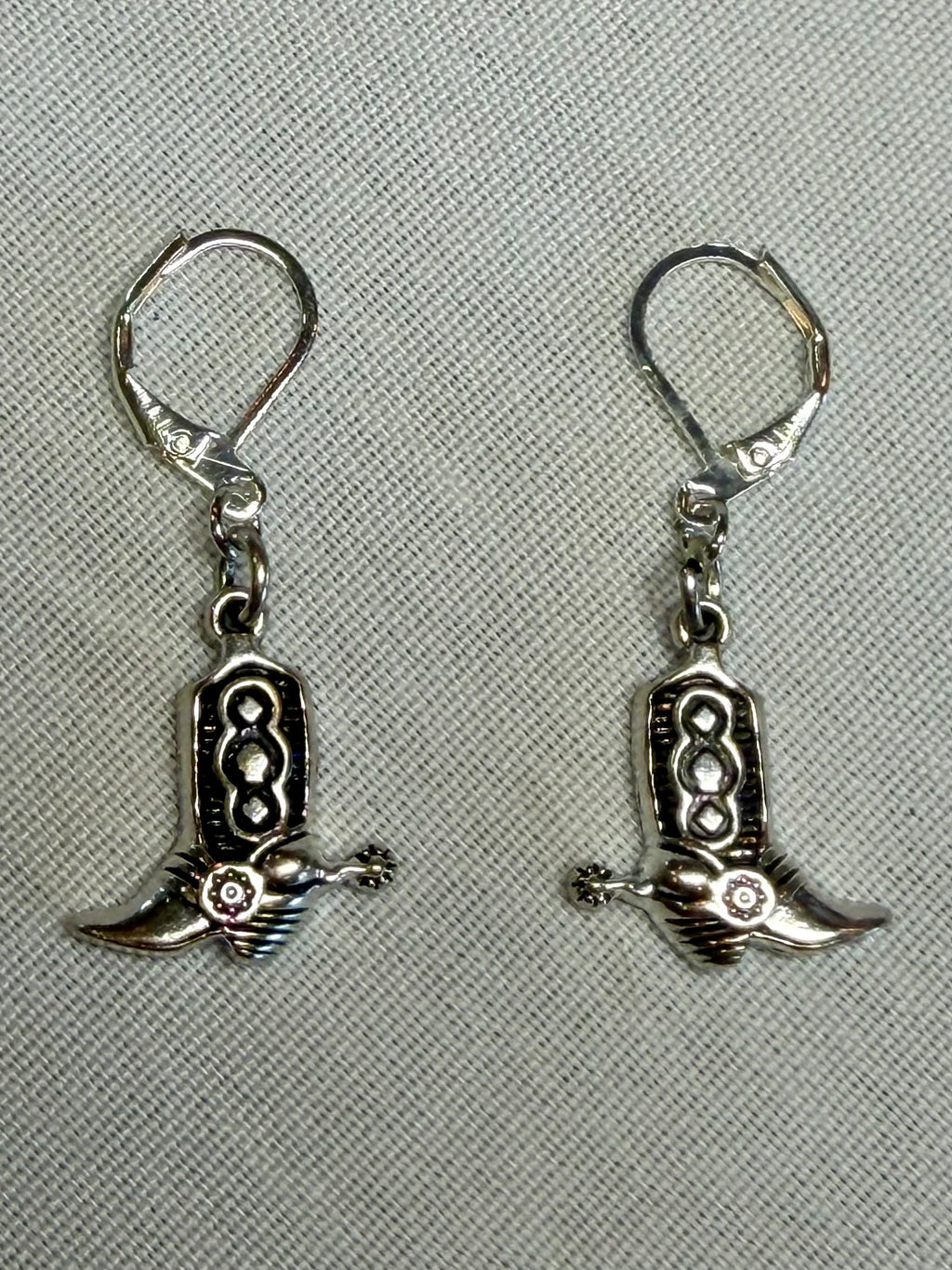 Western Boot & Spur Drop Huggies (Silver)