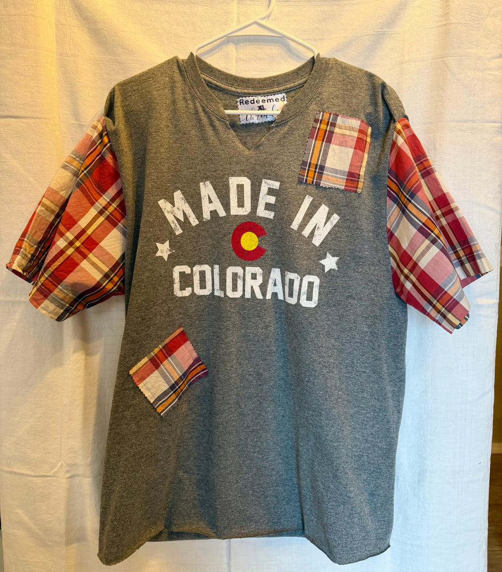 Made in Colorado Plaid Sleeve Top