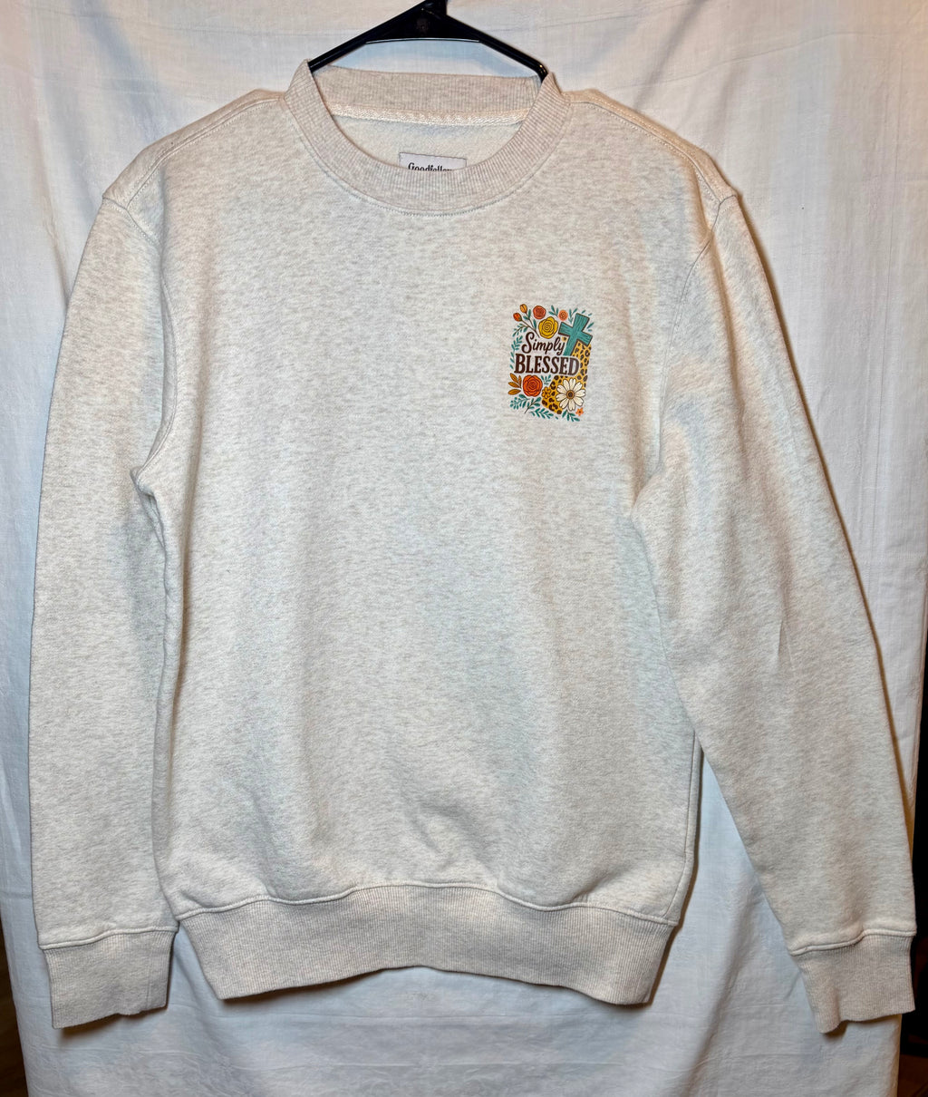“Simply Blessed” Floral Embroidered Sweatshirt