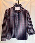 Navy & Red Plaid Ruffle Collar Top