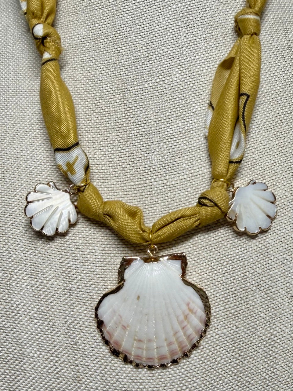 Mustard Bandana Shell Statement Necklace