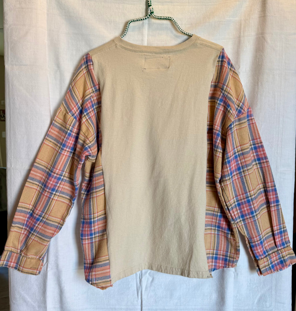 Desert Skull Plaid Sleeve Top