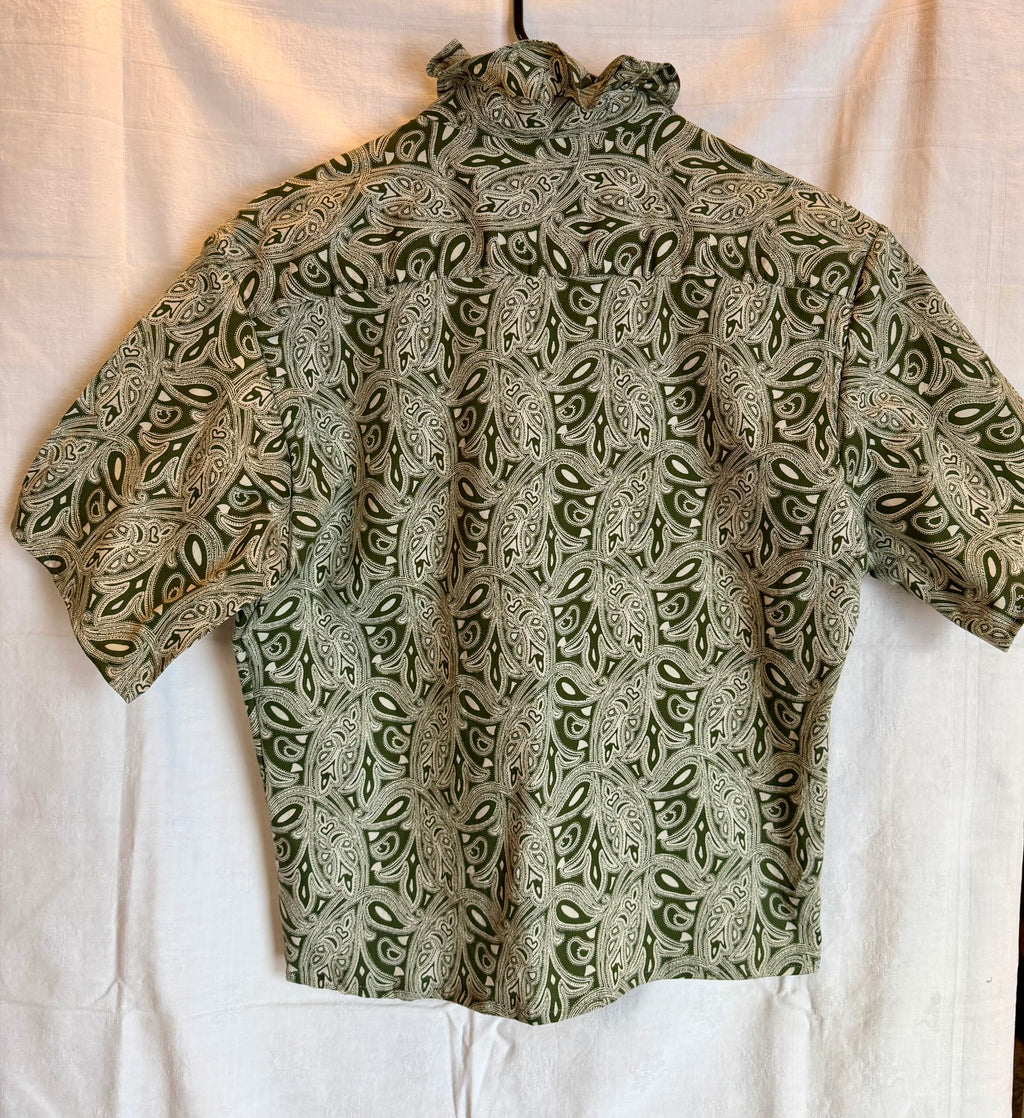 Olive Paisley Button-Up Top