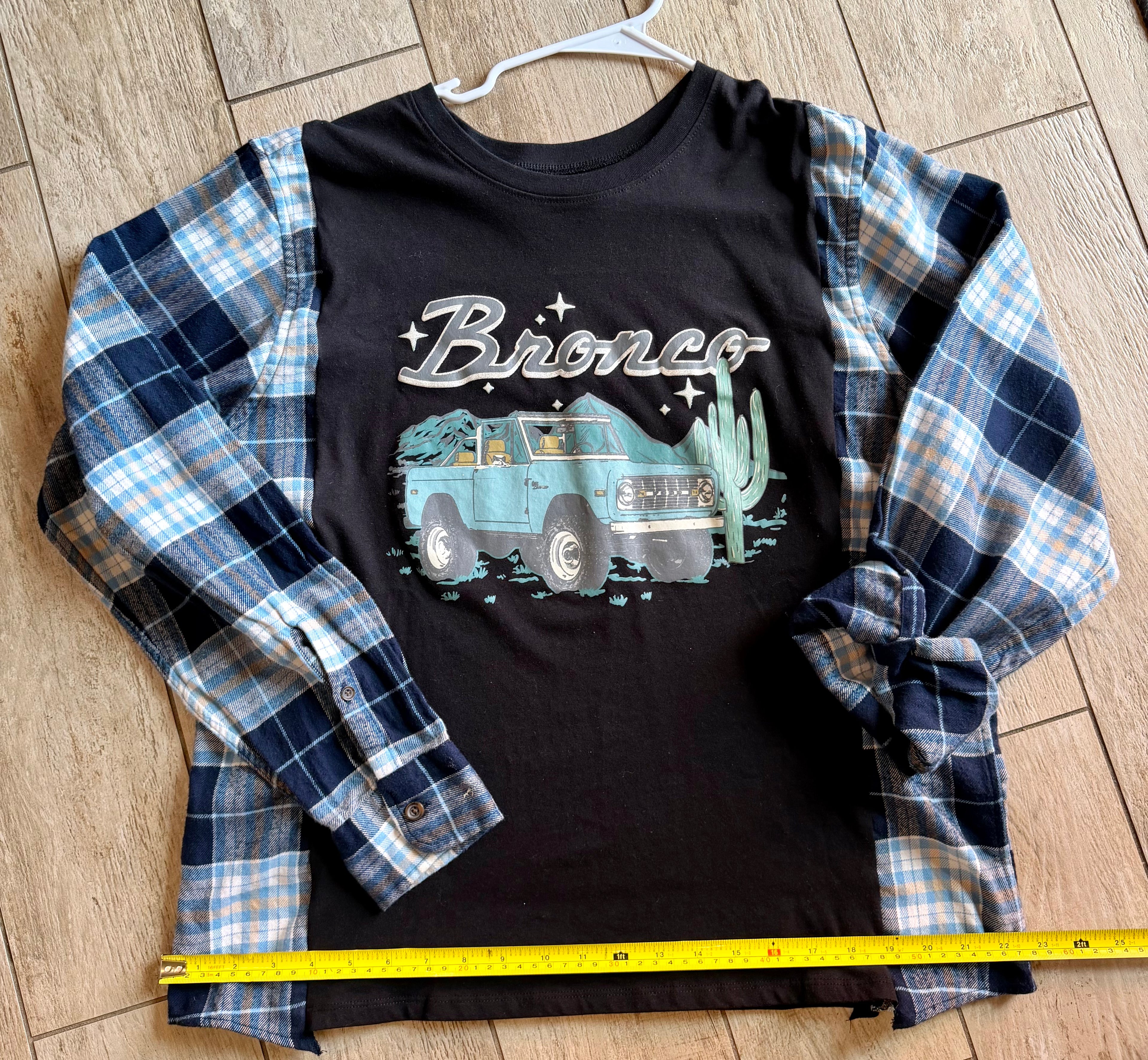Ford Bronco Plaid Sleeve Top