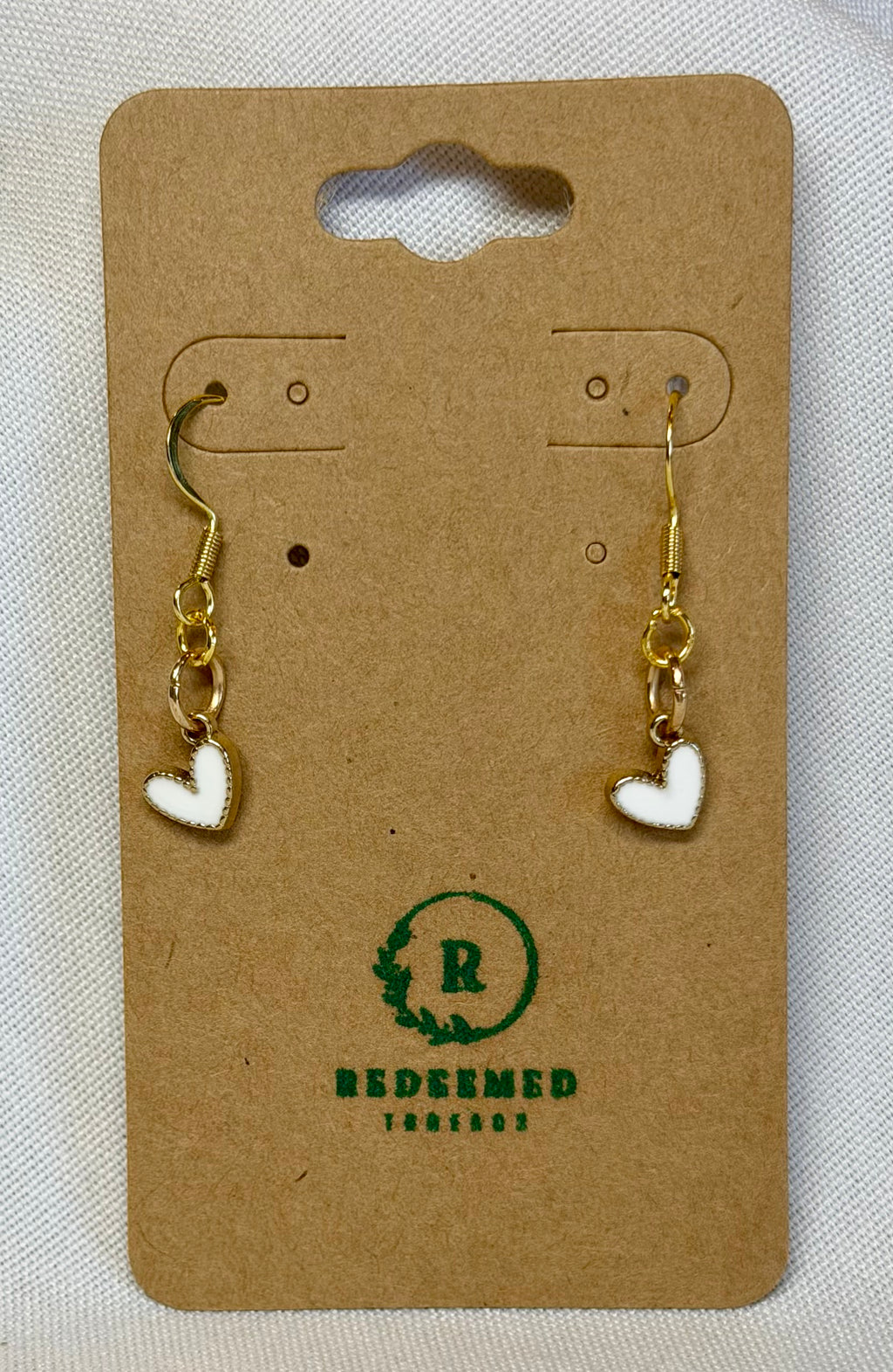 Tiny White Heart Drop Earrings
