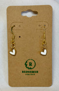 Tiny White Heart Drop Earrings