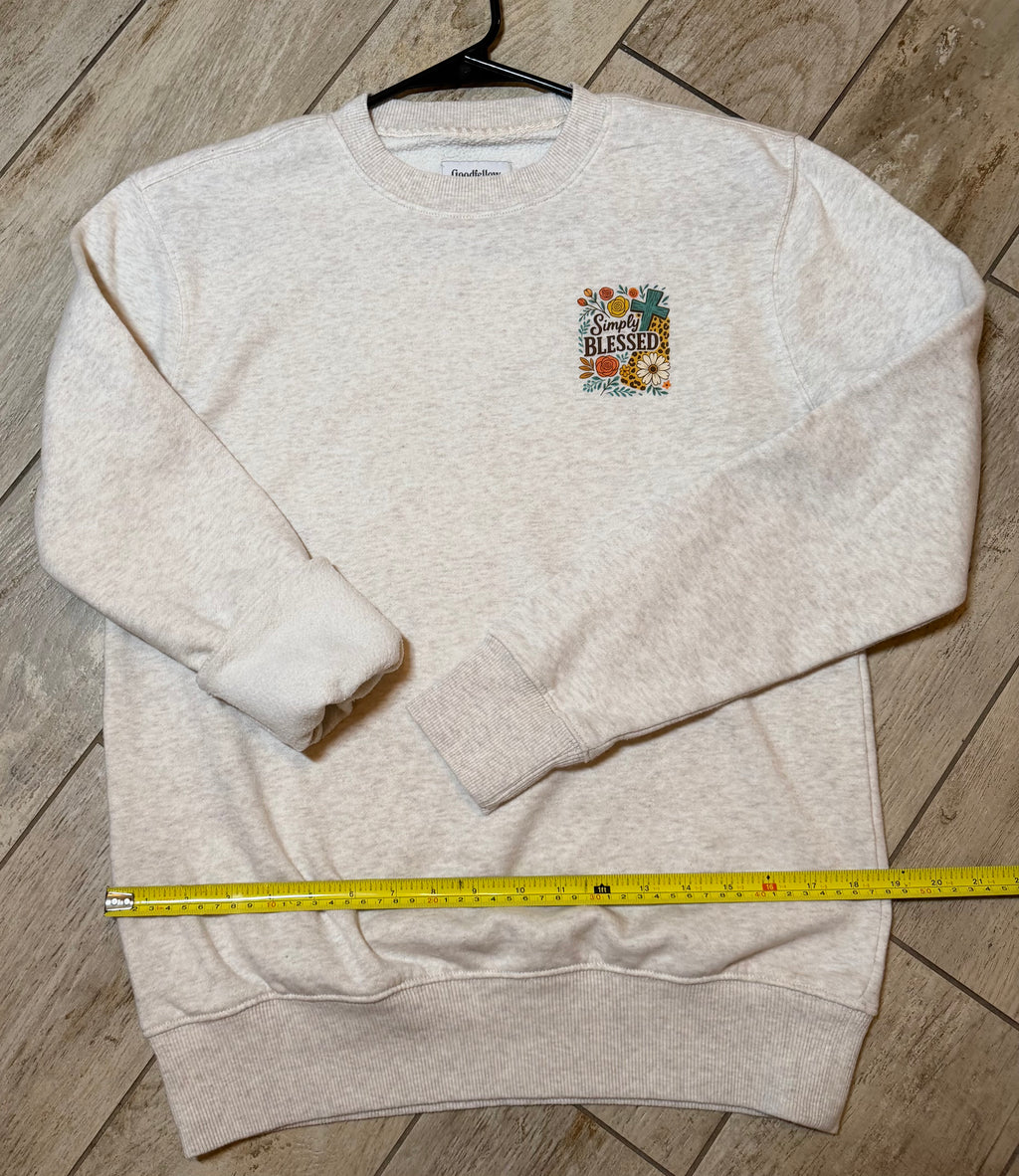 “Simply Blessed” Floral Embroidered Sweatshirt