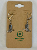 Western Boot & Spur Drop Huggies (Silver)