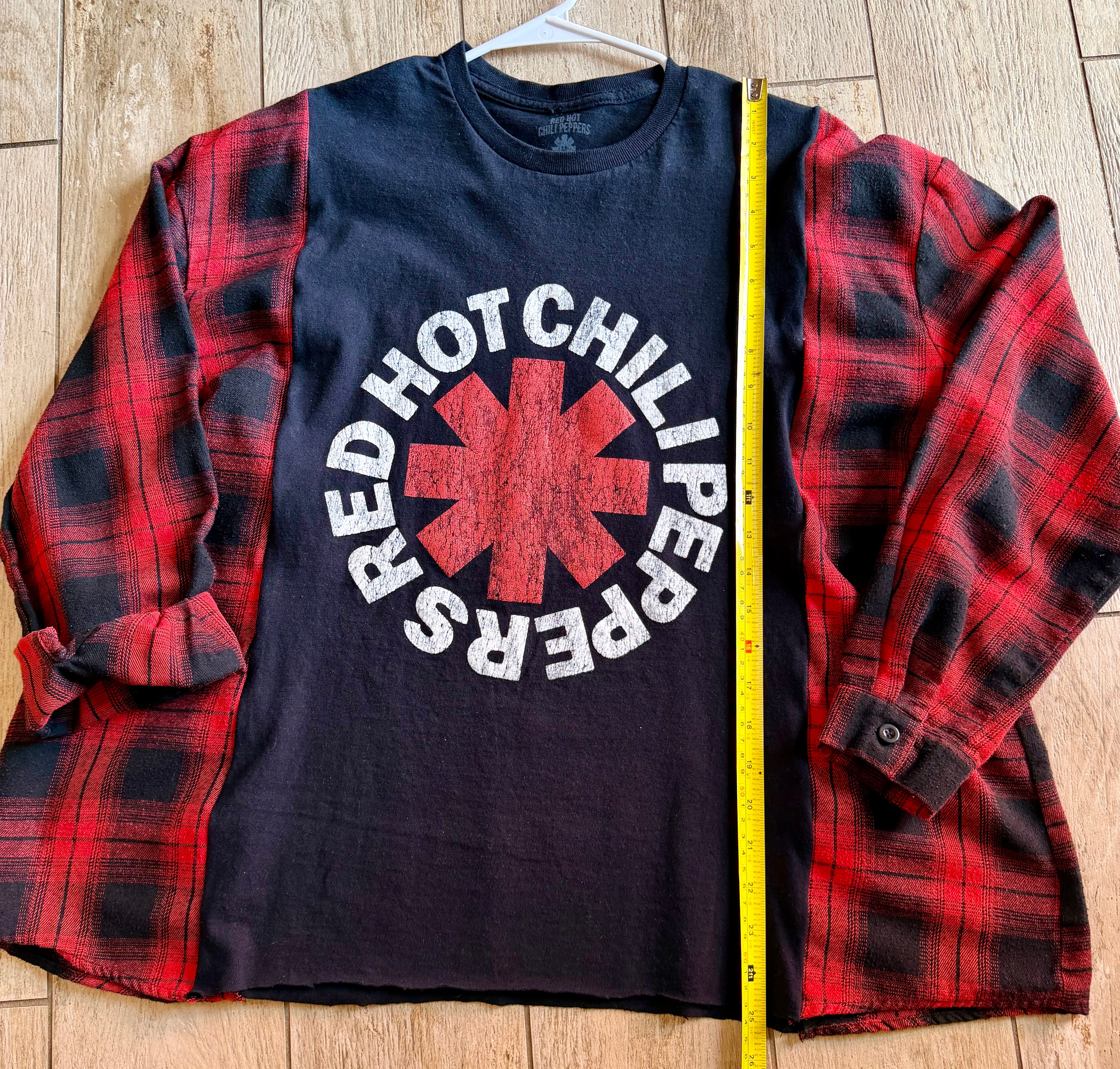 Red Hot Chili Peppers Plaid Sleeve Top