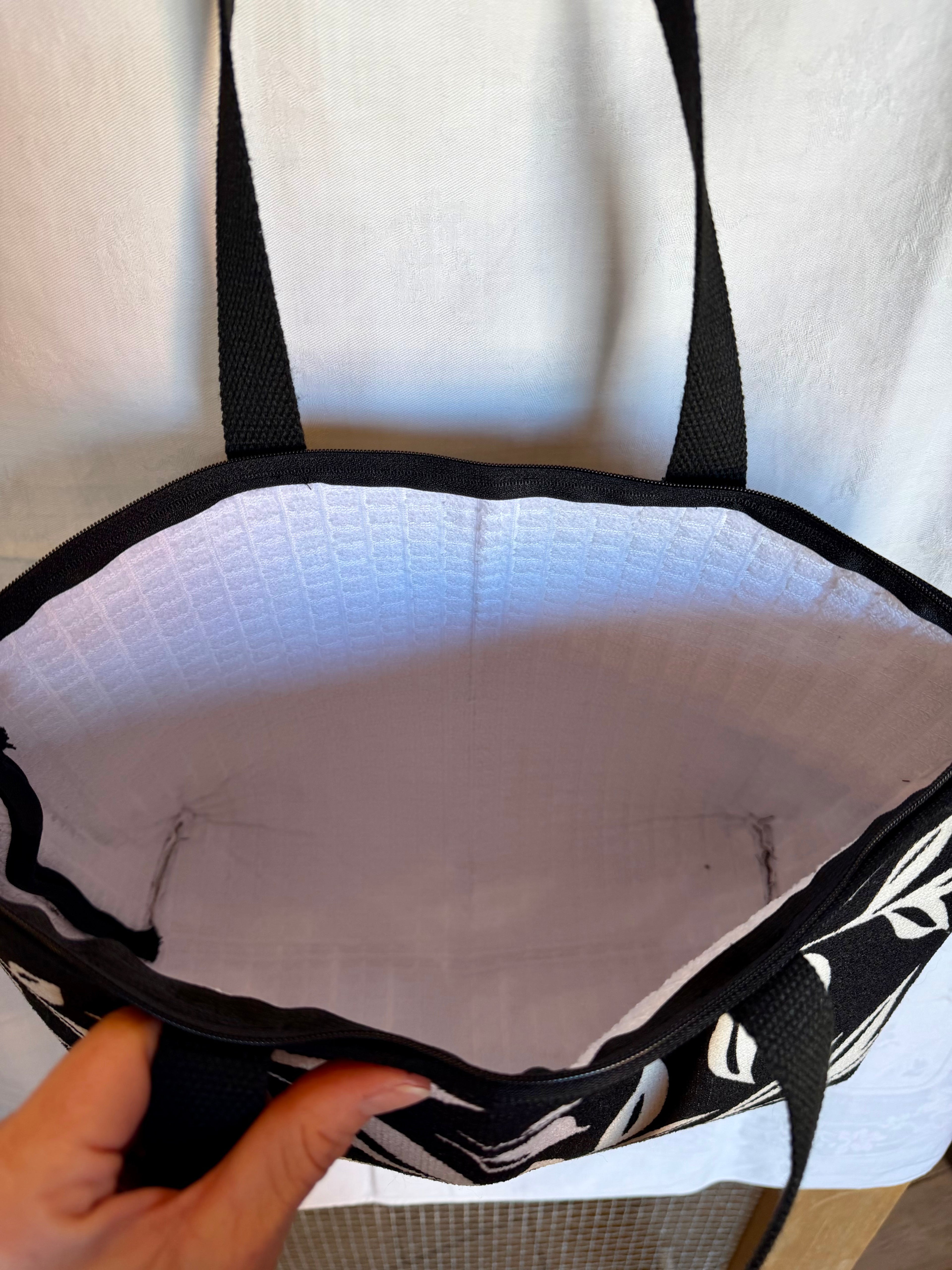 Black & White Botanical Tote Bag