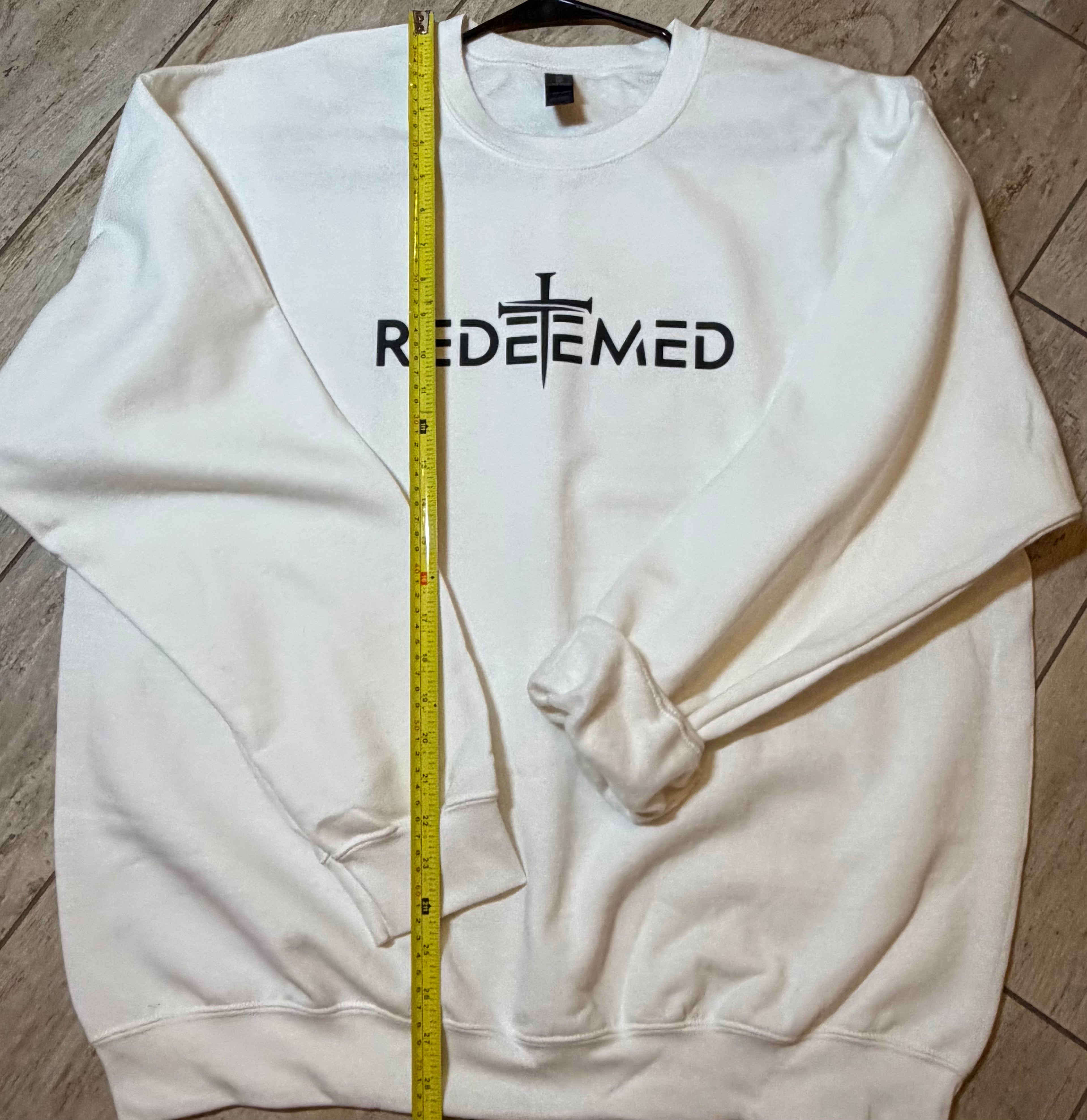 “Redeemed” Cross Sweatshirt | White