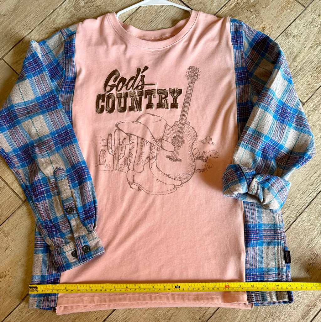 God’s Country Plaid Sleeve Top