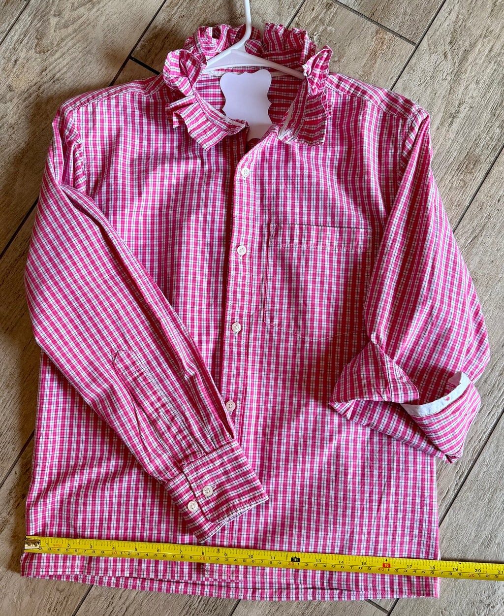 Red Gingham Ruffle Collar Button-Up