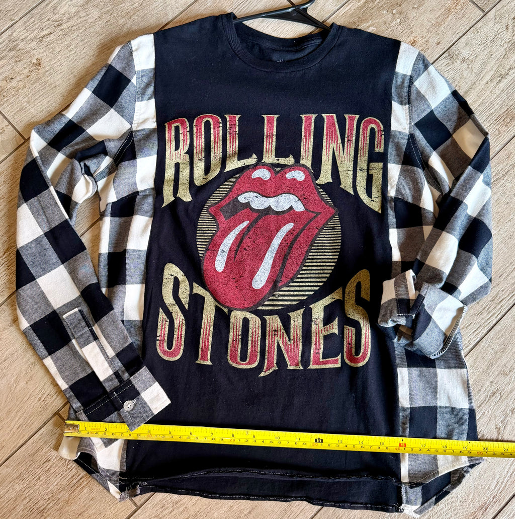 The Rolling Stones Buffalo Plaid Sleeve Top