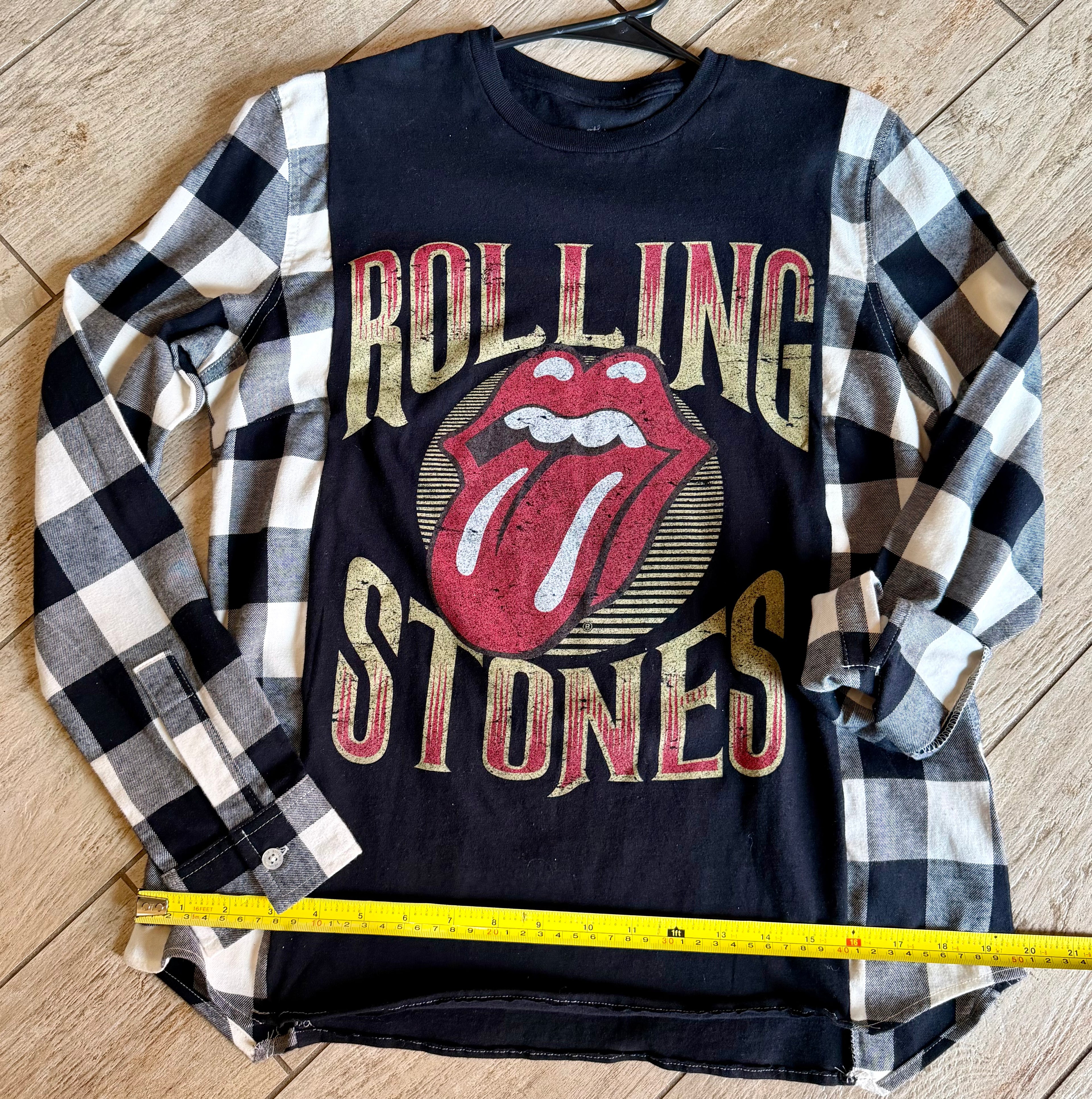 The Rolling Stones Buffalo Plaid Sleeve Top