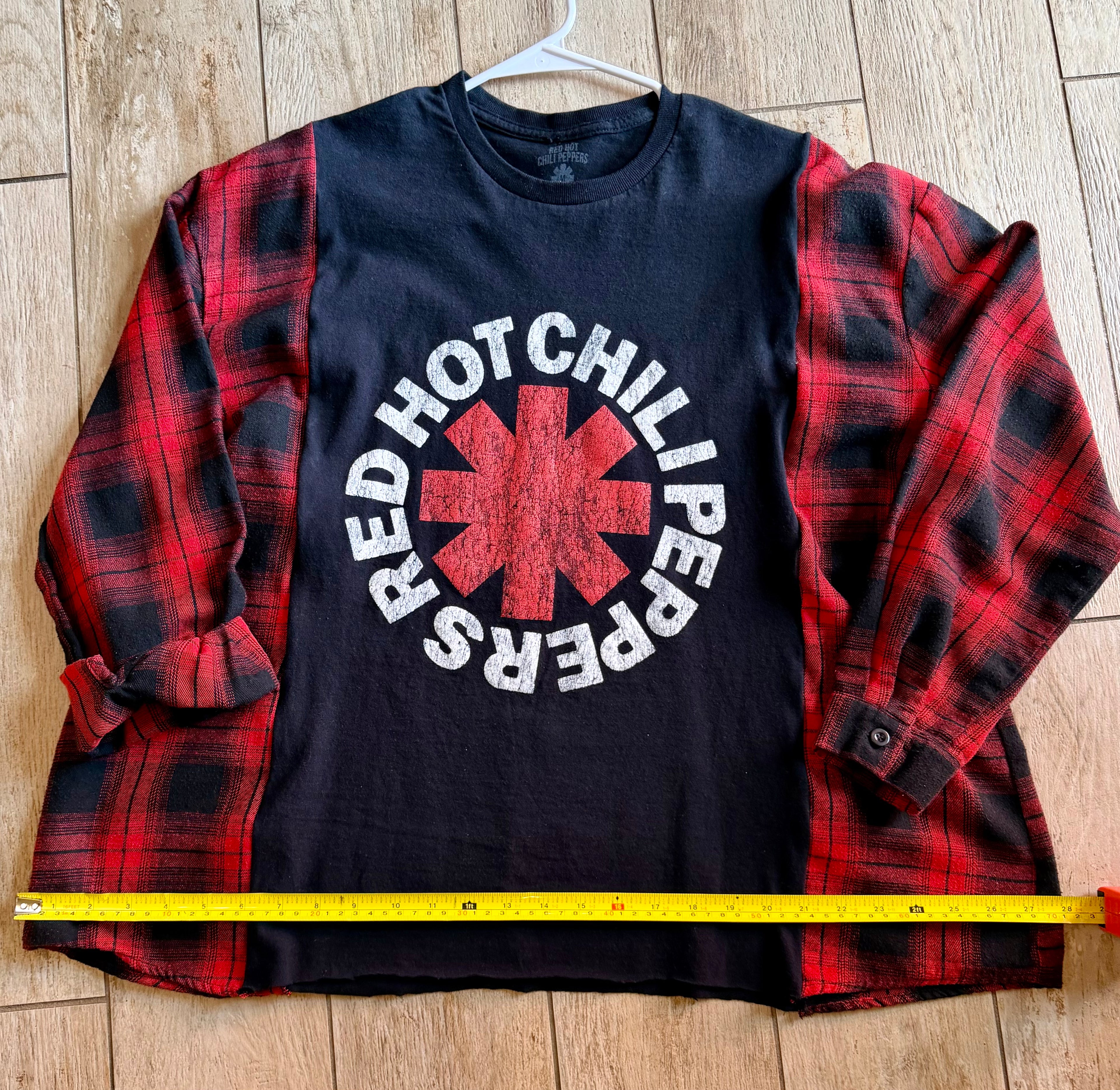 Red Hot Chili Peppers Plaid Sleeve Top