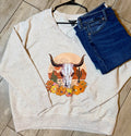 Desert Longhorn Floral Sweatshirt | Heather Oatmeal
