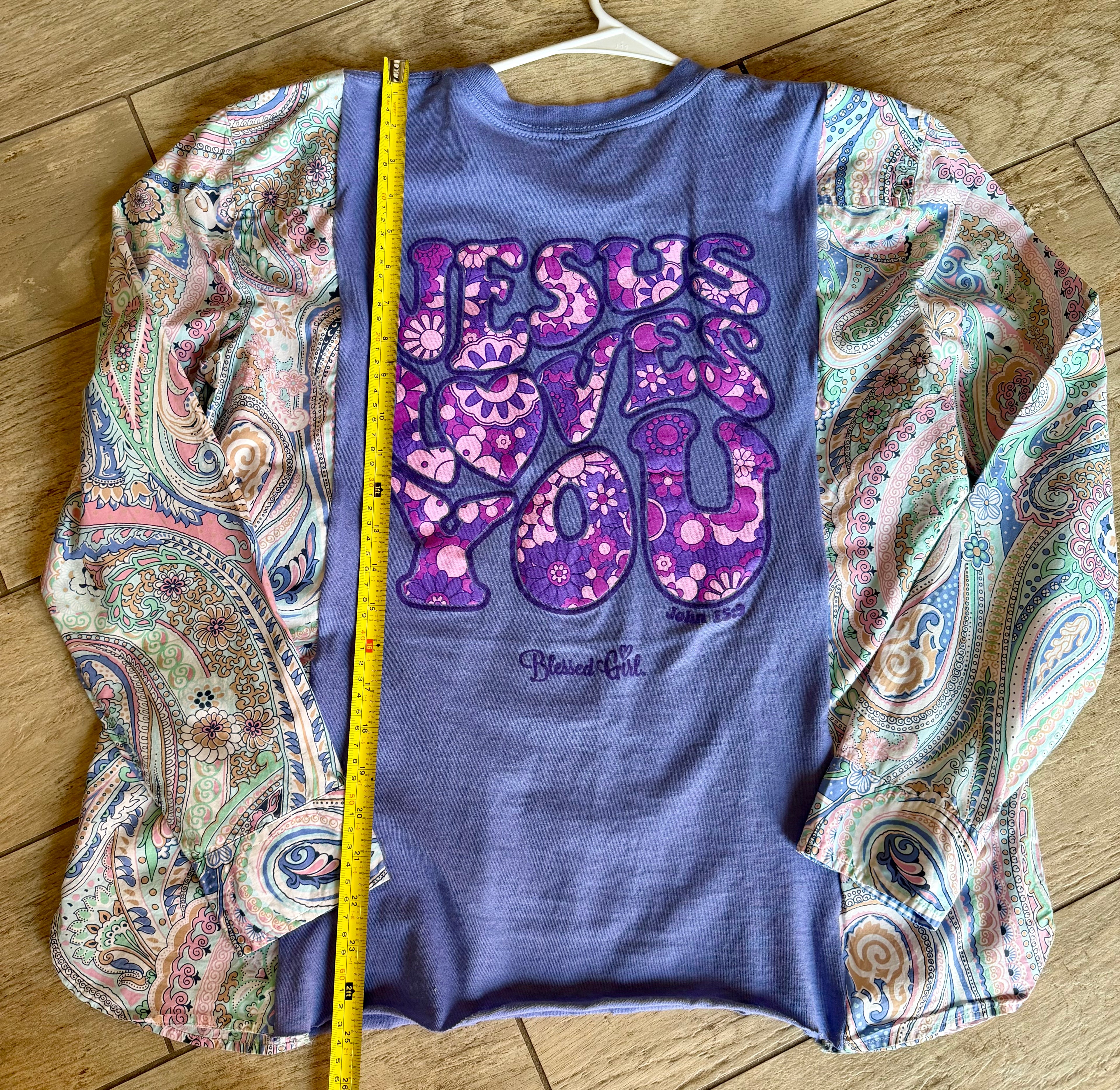 Jesus Loves You Paisley Sleeve Top