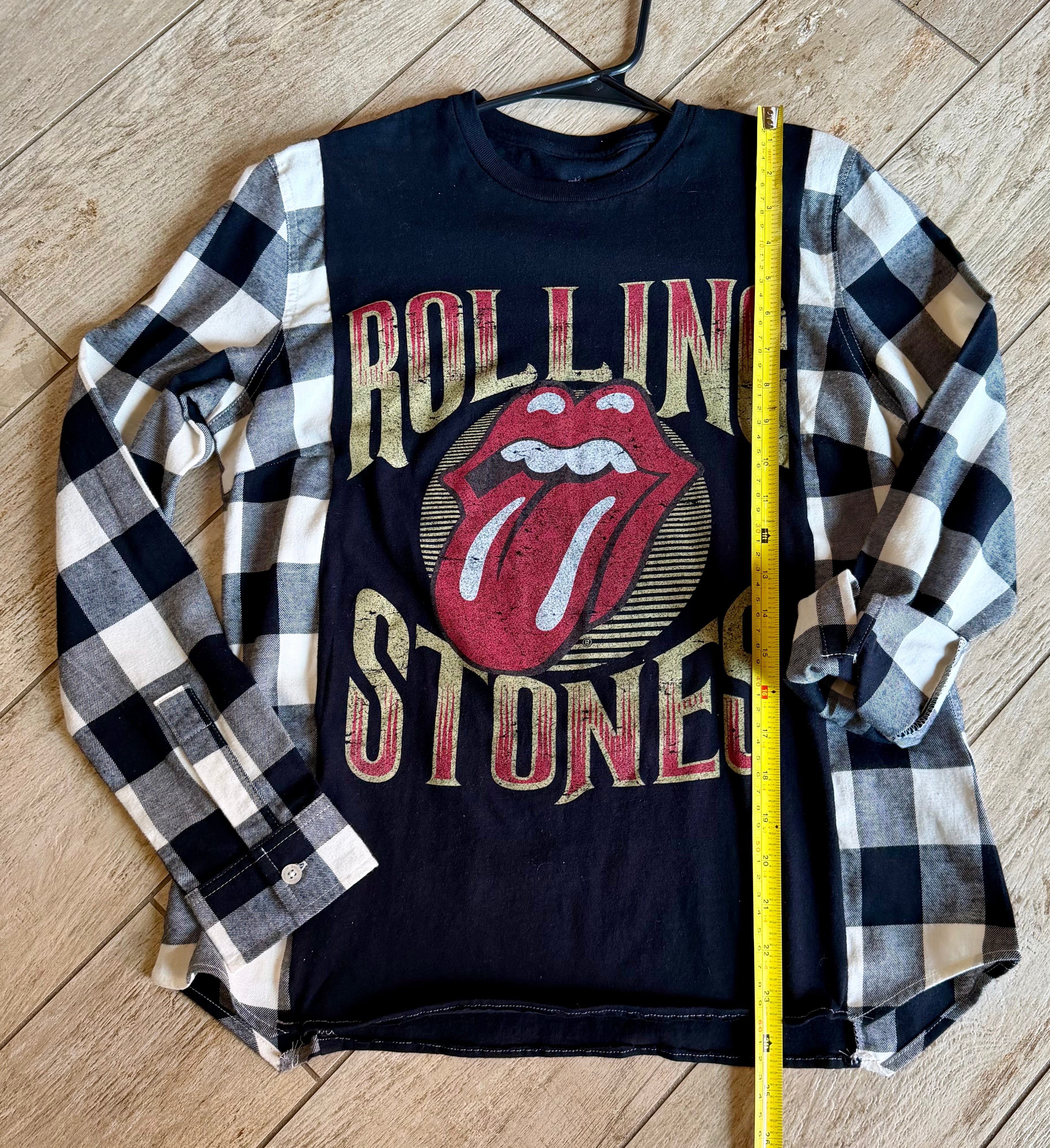 The Rolling Stones Buffalo Plaid Sleeve Top