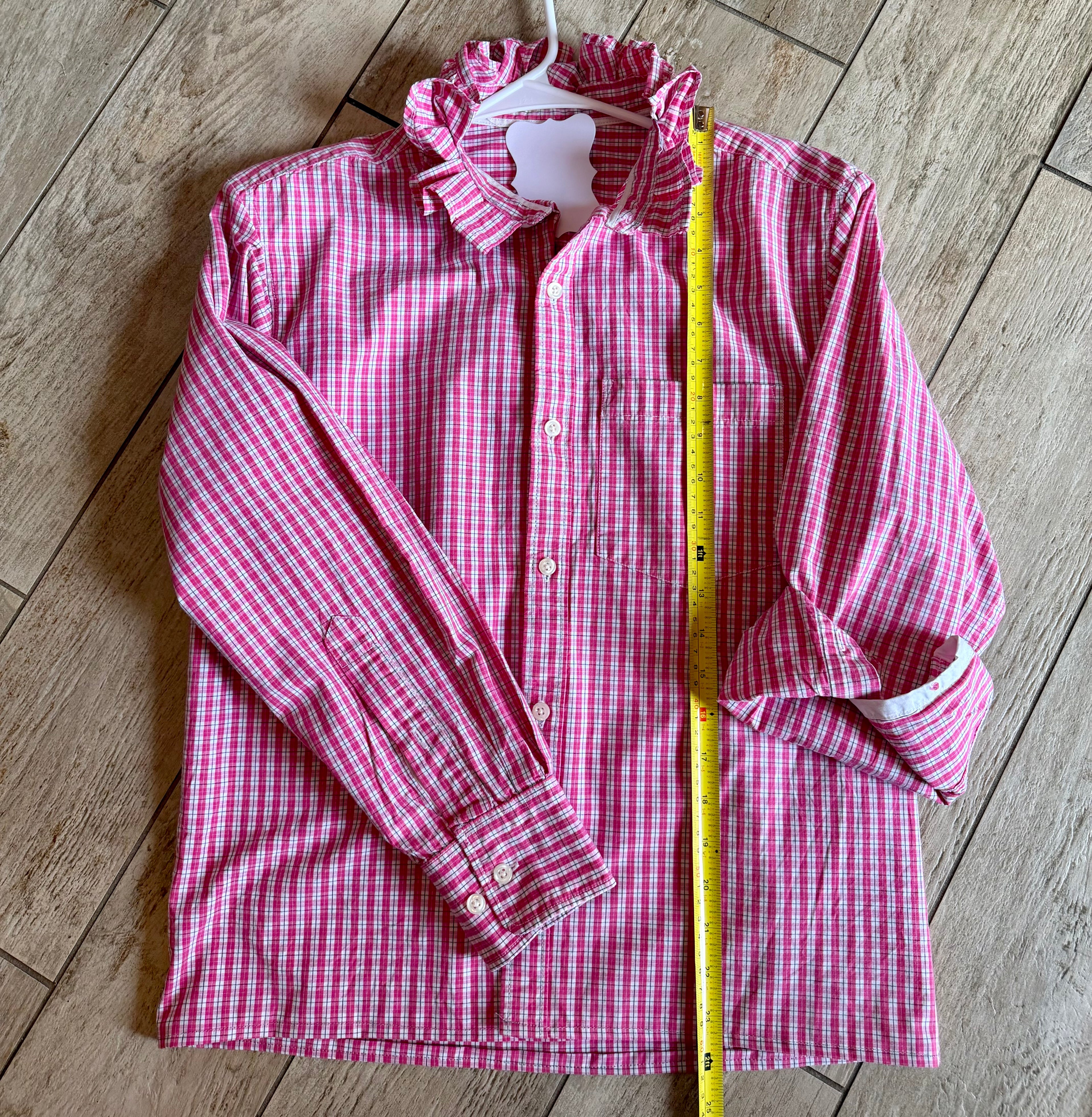 Red Gingham Ruffle Collar Button-Up