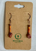 Rust Heart & Amber Drop Earrings