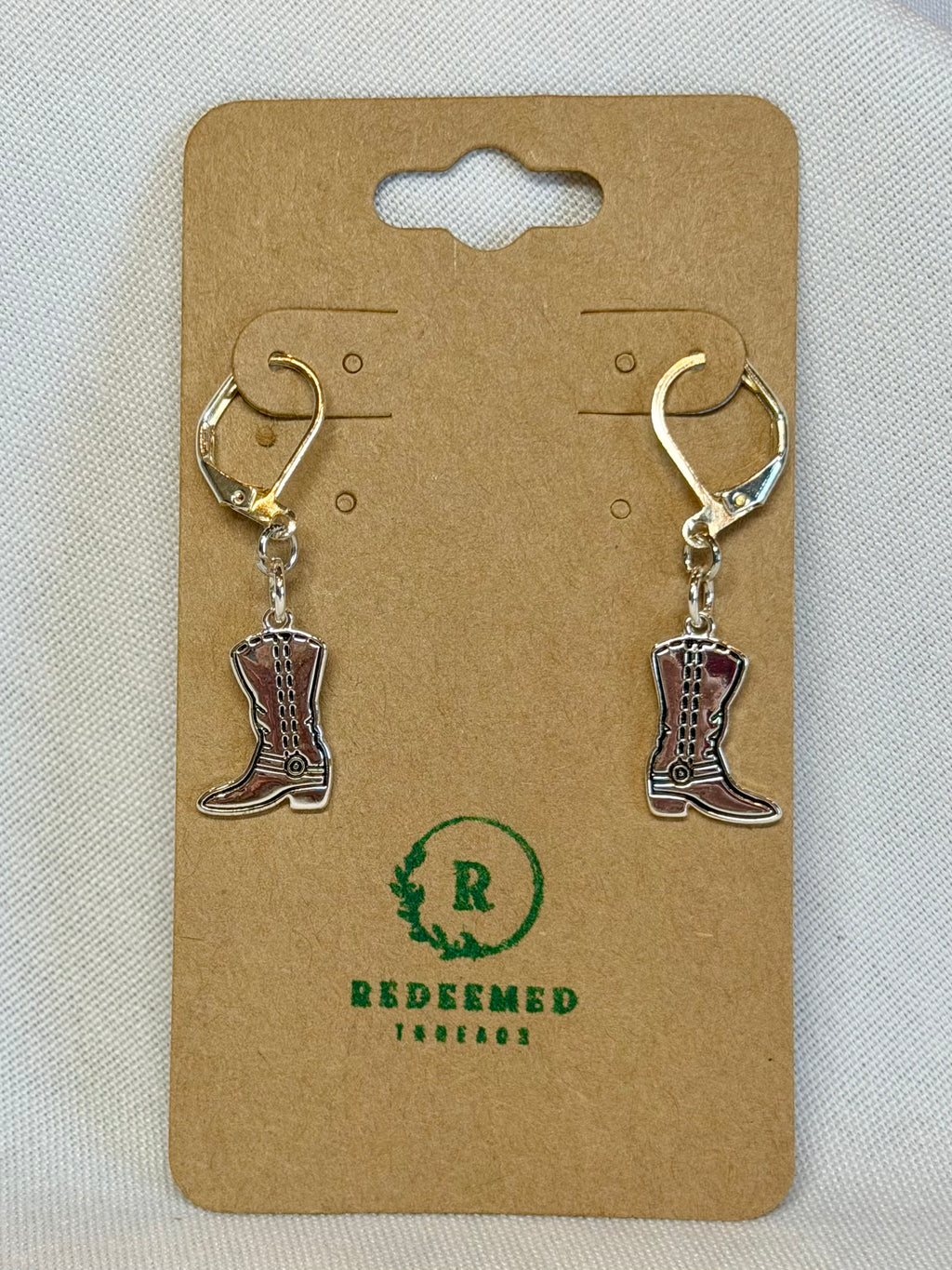 Silver Cowboy Boot Drop Huggies