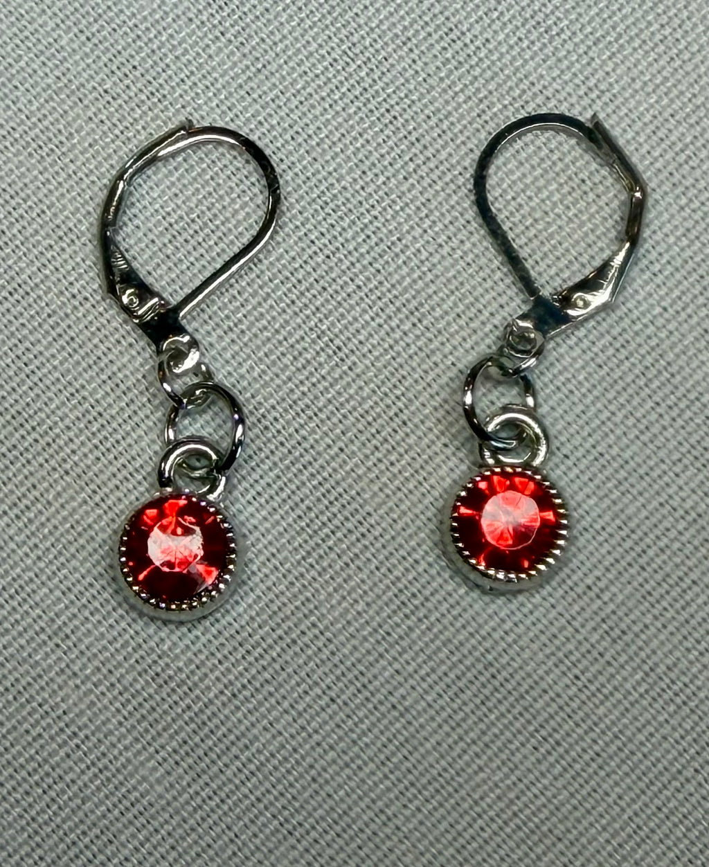 Red Crystal Leverback Drop Earrings