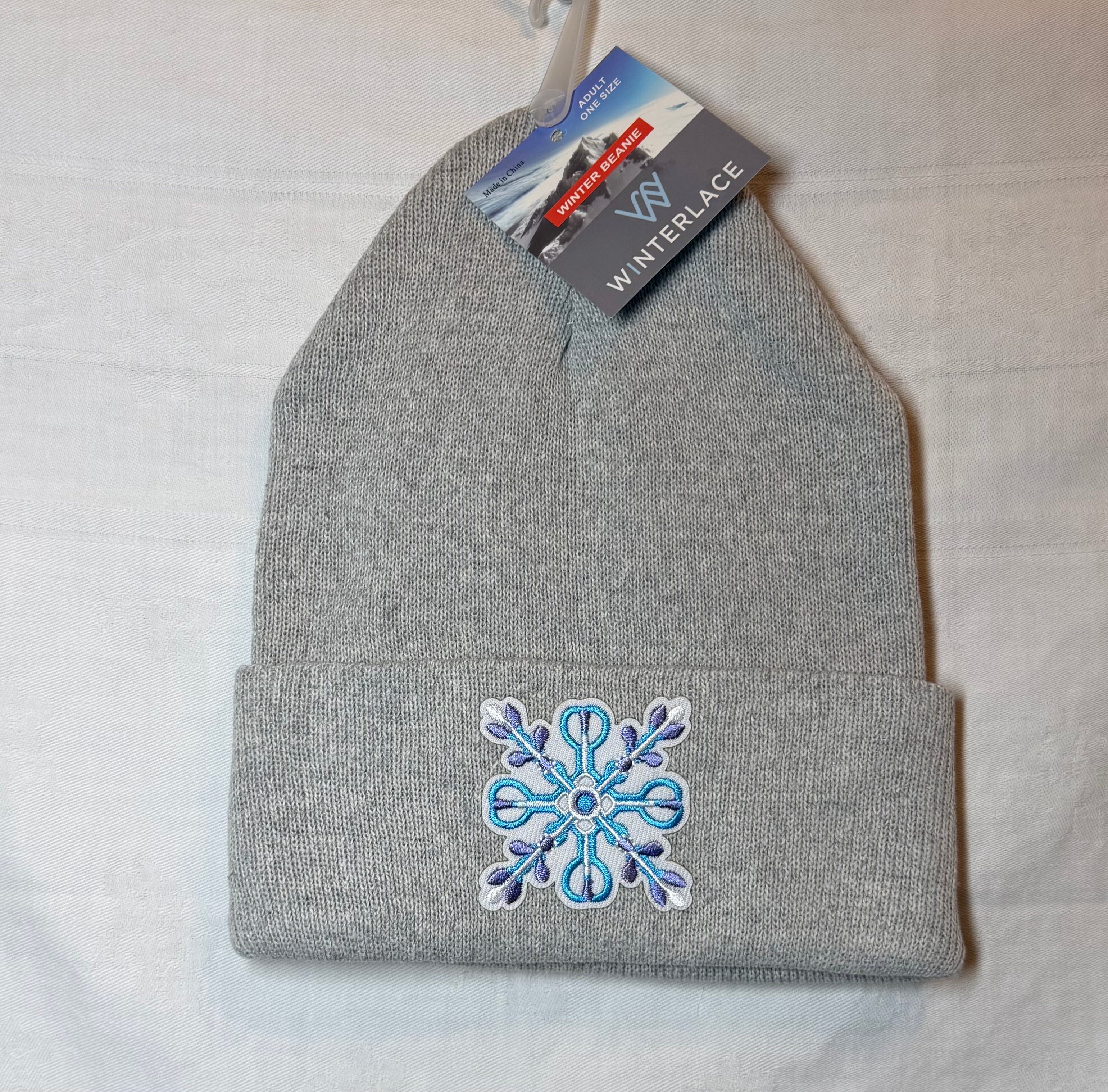 Embroidered Snowflake Beanie | Light Gray
