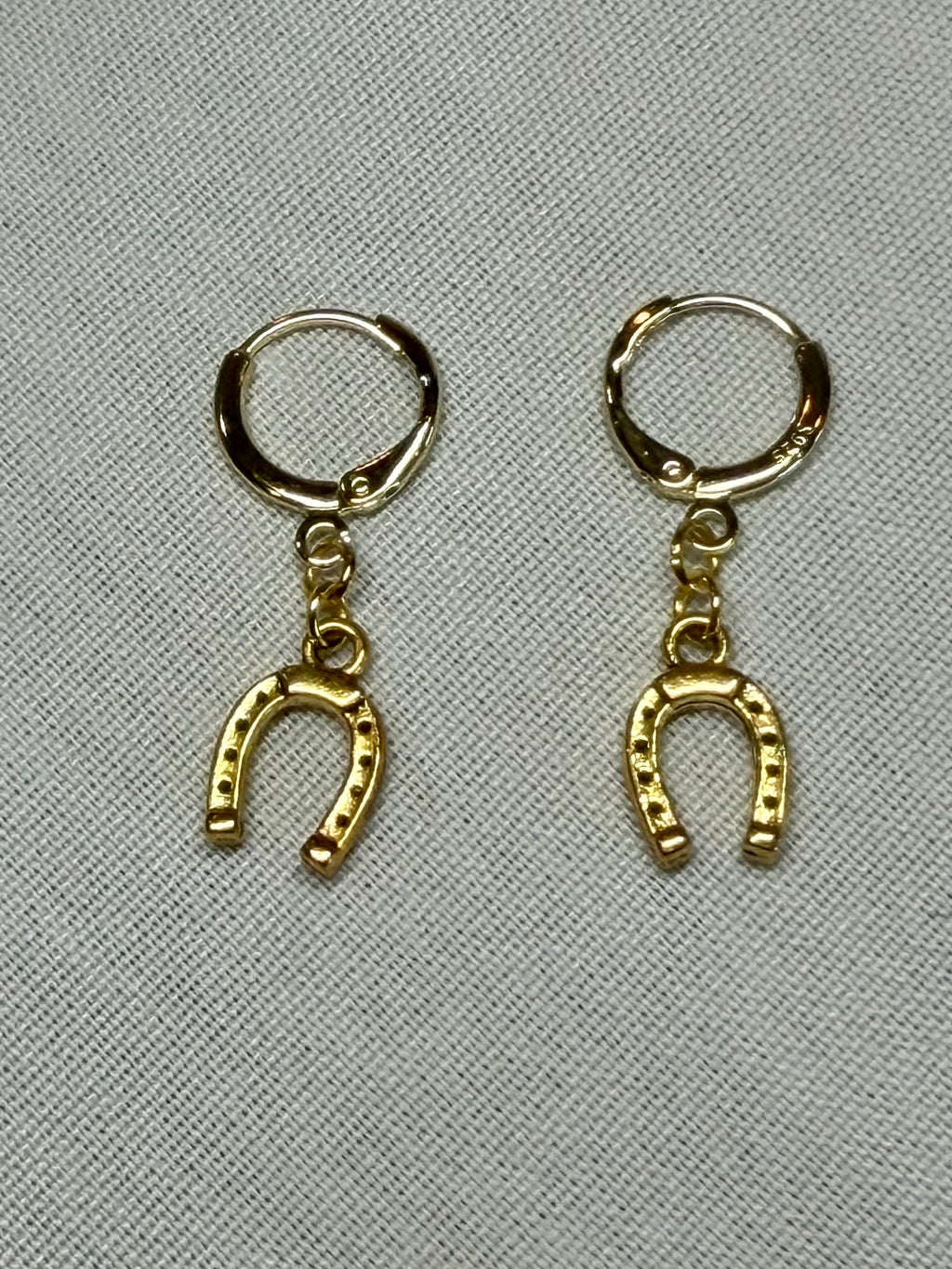 Gold Horseshoe Drop Huggies