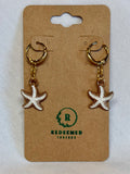 Starfish Drop Huggies (Gold & White)