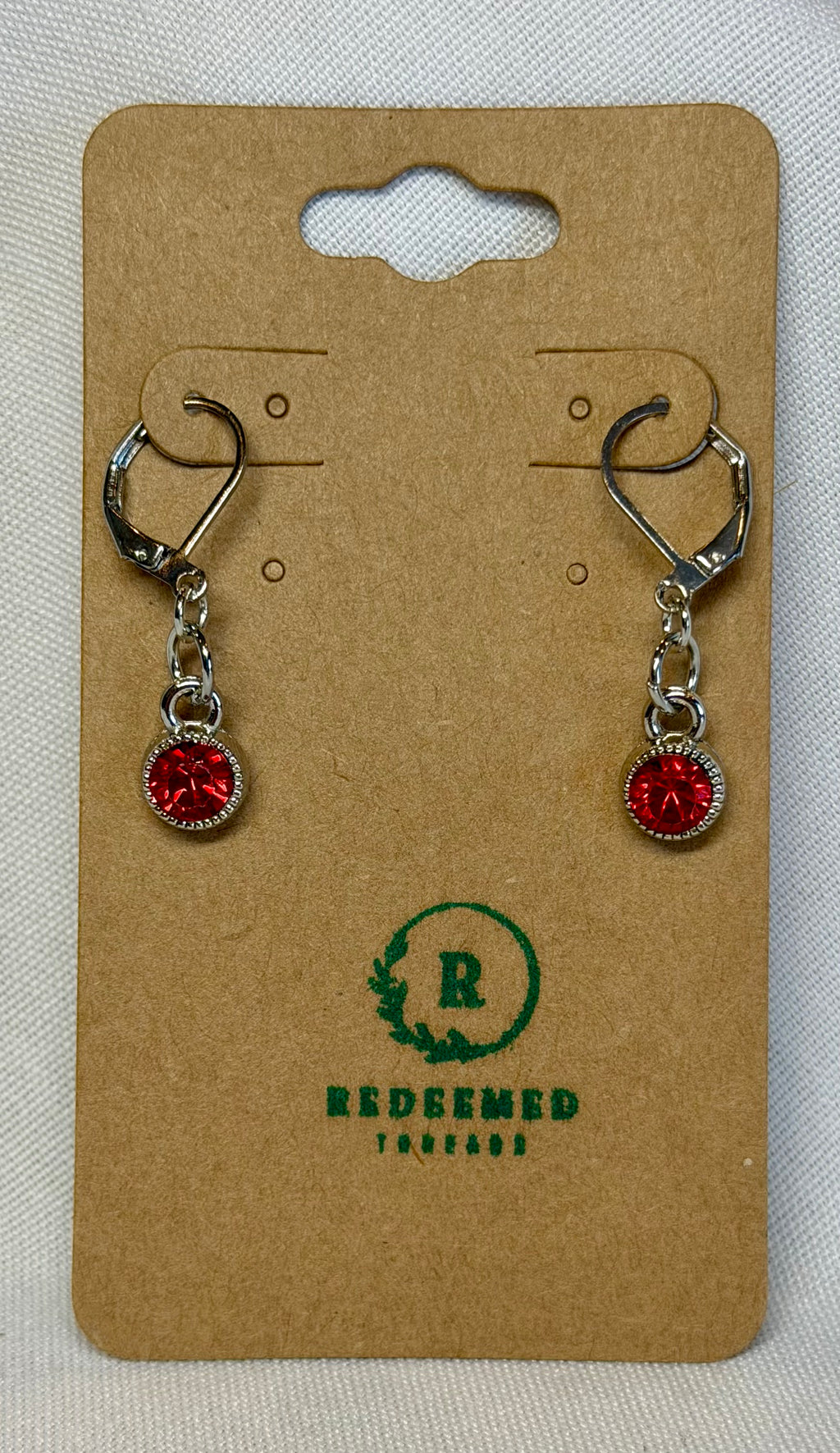 Red Crystal Leverback Drop Earrings