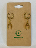 Gold Horseshoe Drop Huggies