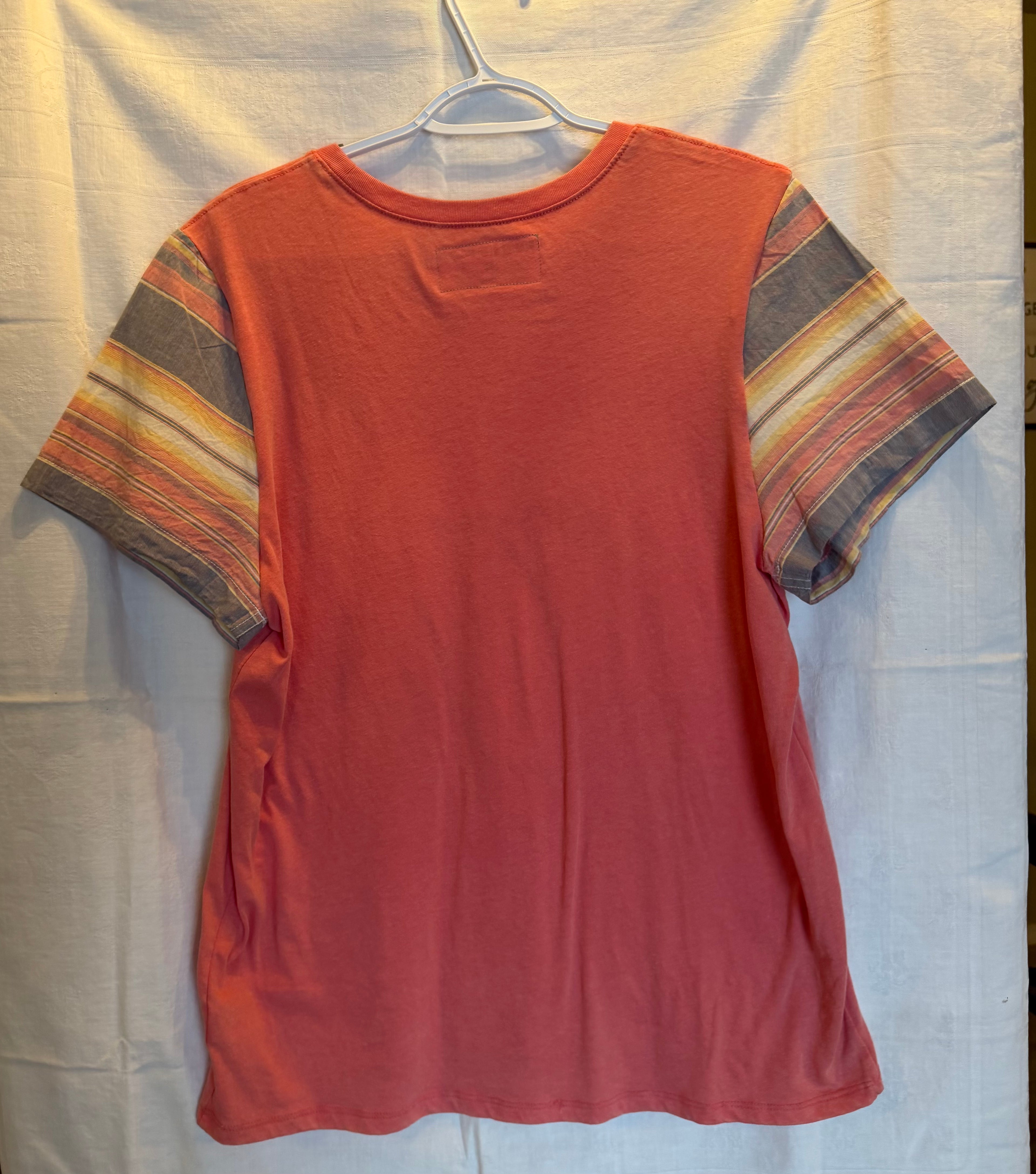 Rolling Stones Upcycled Plaid Sleeve Tee