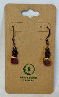 Earth-Tone Beaded Drop Earrings (Bronze)