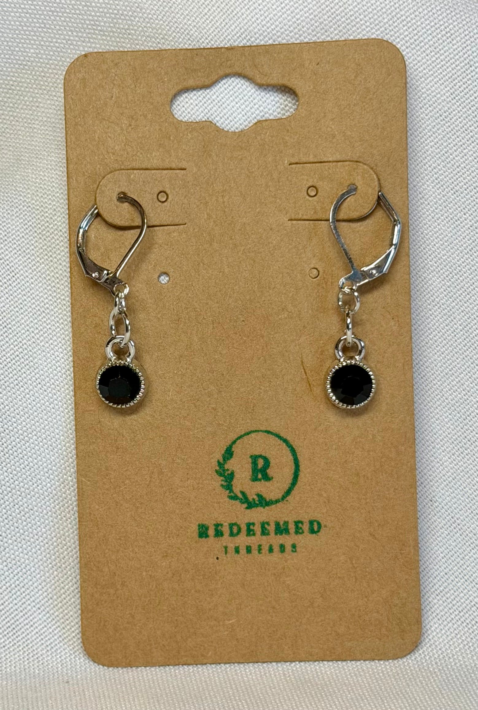 Black Solitaire Drop Earrings